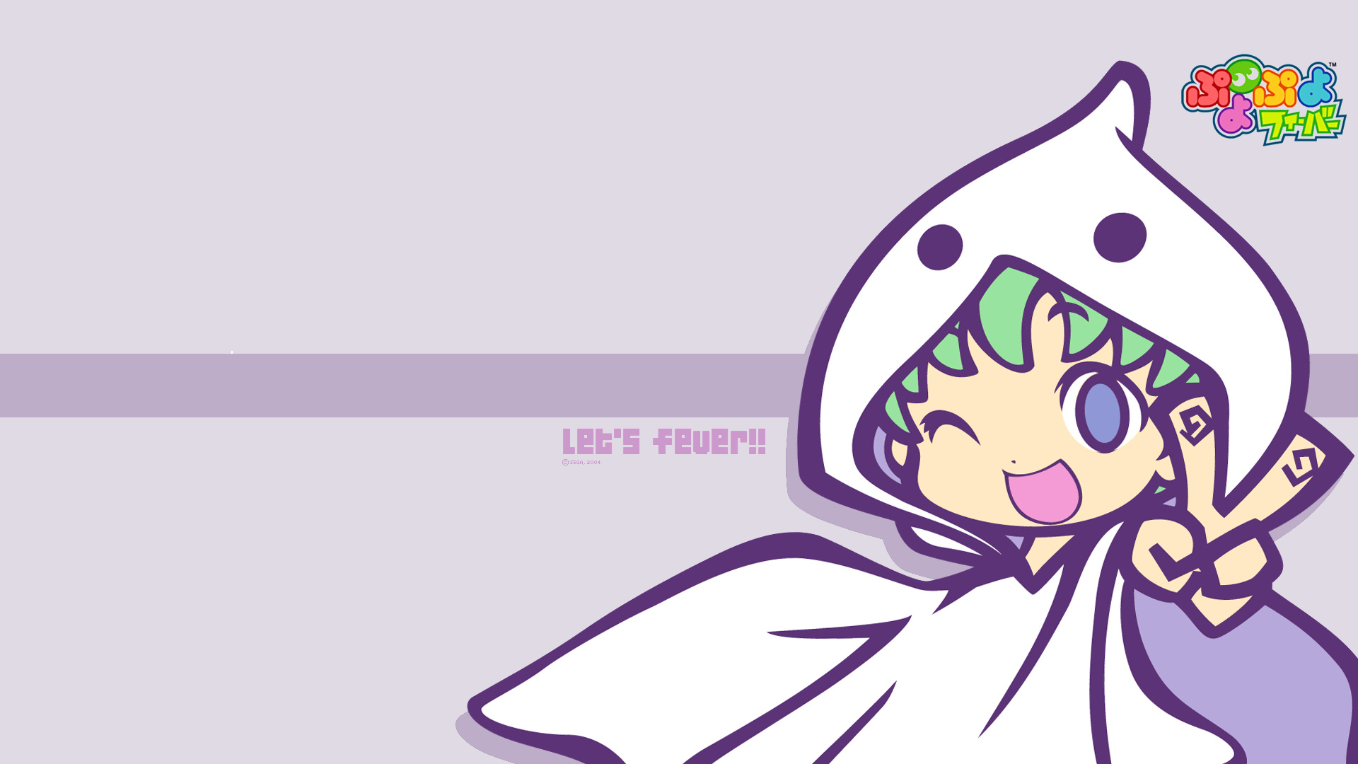 Ghost Peace Sign Wink Yu Puyo Puyo 1920x1080