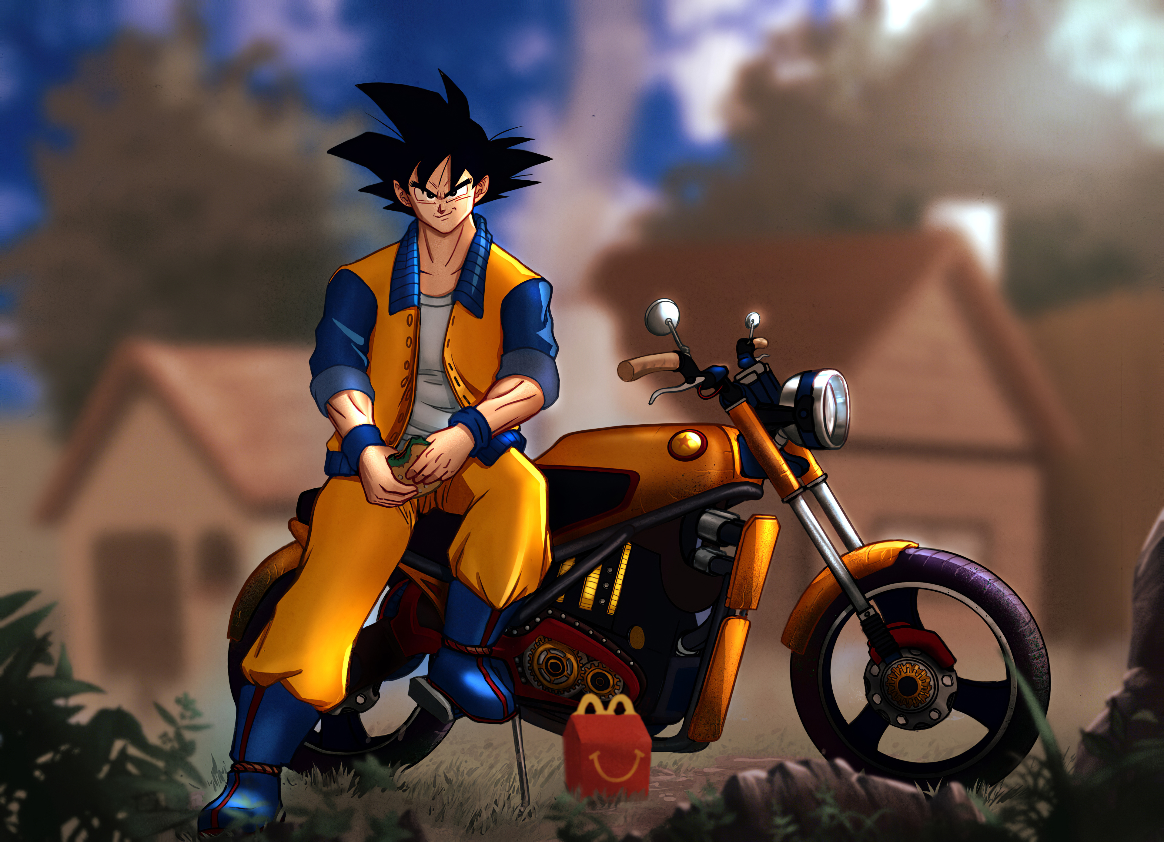 Dragon Ball Goku Motorcycle 3840x2778