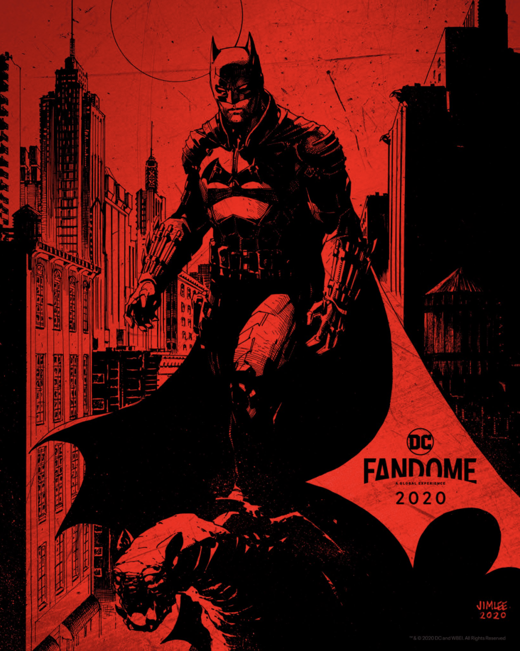 The Batman 2021 Digital Art DC Comics Red Black Batman City Skyscraper 1040x1302