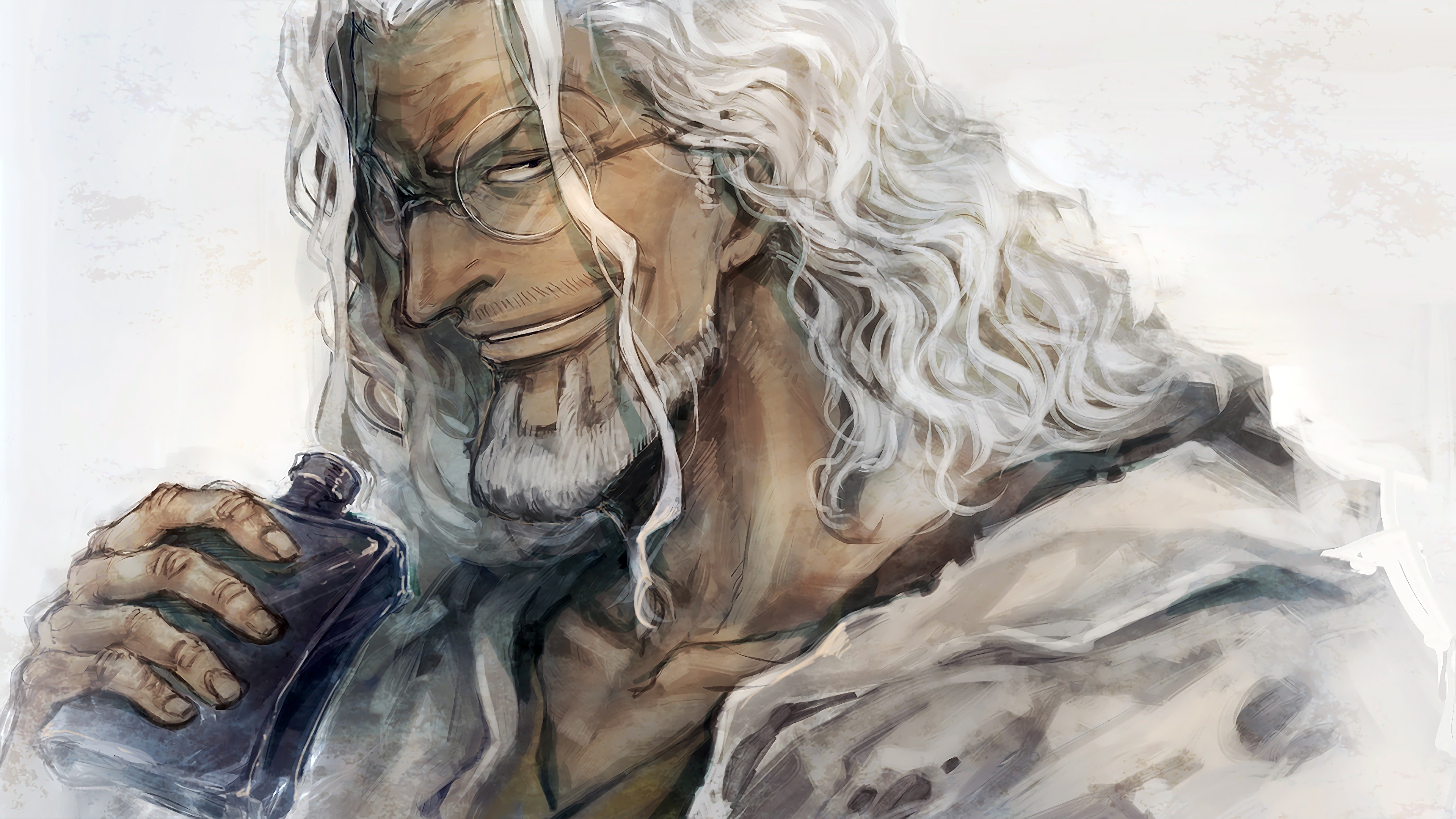 Alcohol Glasses Man Silvers Rayleigh White Hair 3840x2160
