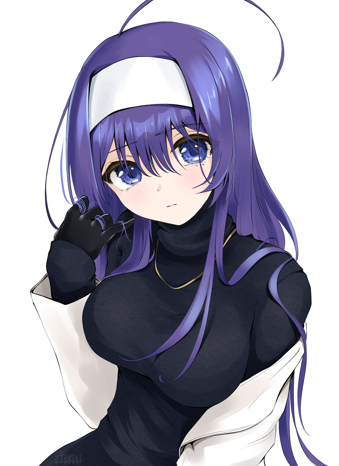 Anime Anime Girls 2D Digital Art Artwork Portrait Display Vertical Purple Hair Blue Eyes Headdress S 1164x1600