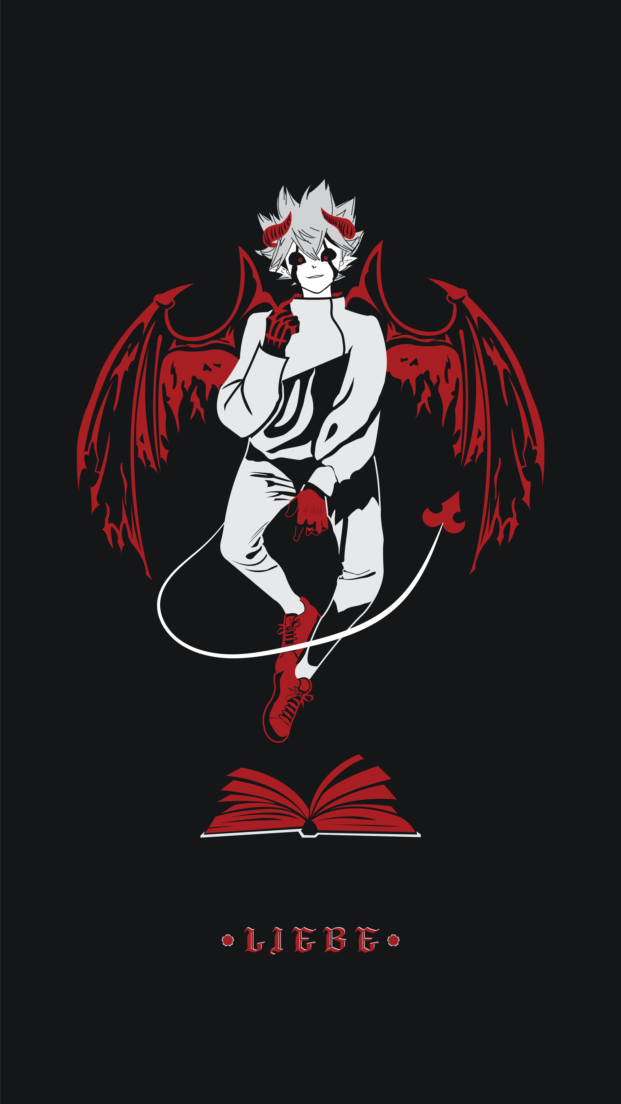 Dark Dark Background Liebe Black Clover Asta Asta Yami Devil Demon Wings Red The Red Wings Clovers A 2160x3840