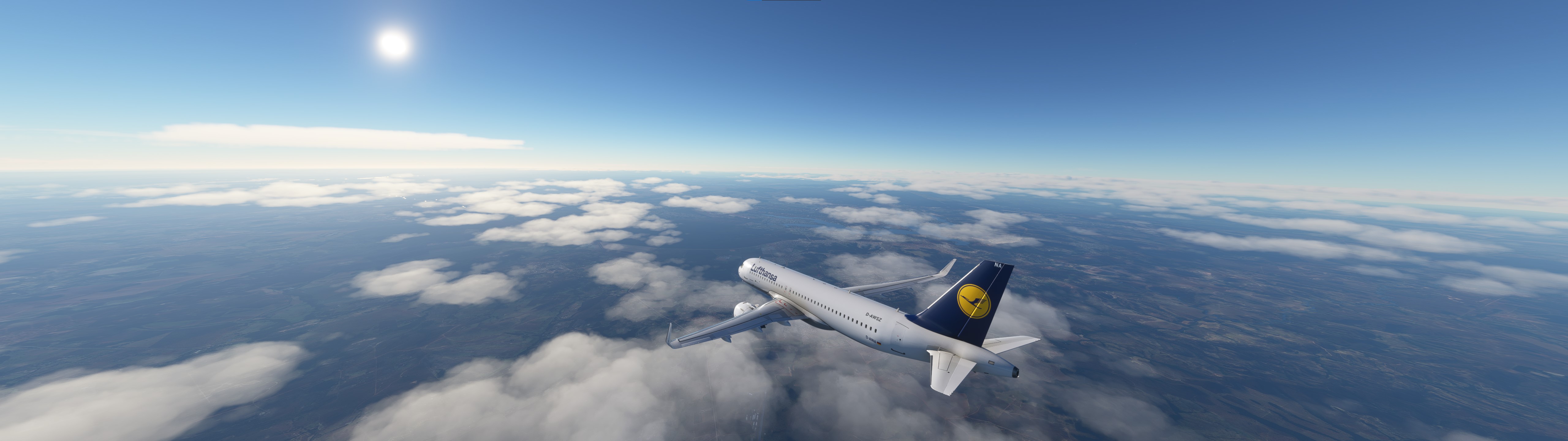 Flight Simulator Flying Sky Clouds Airbus A320 Airplane Aircraft Lufthansa 5120x1440