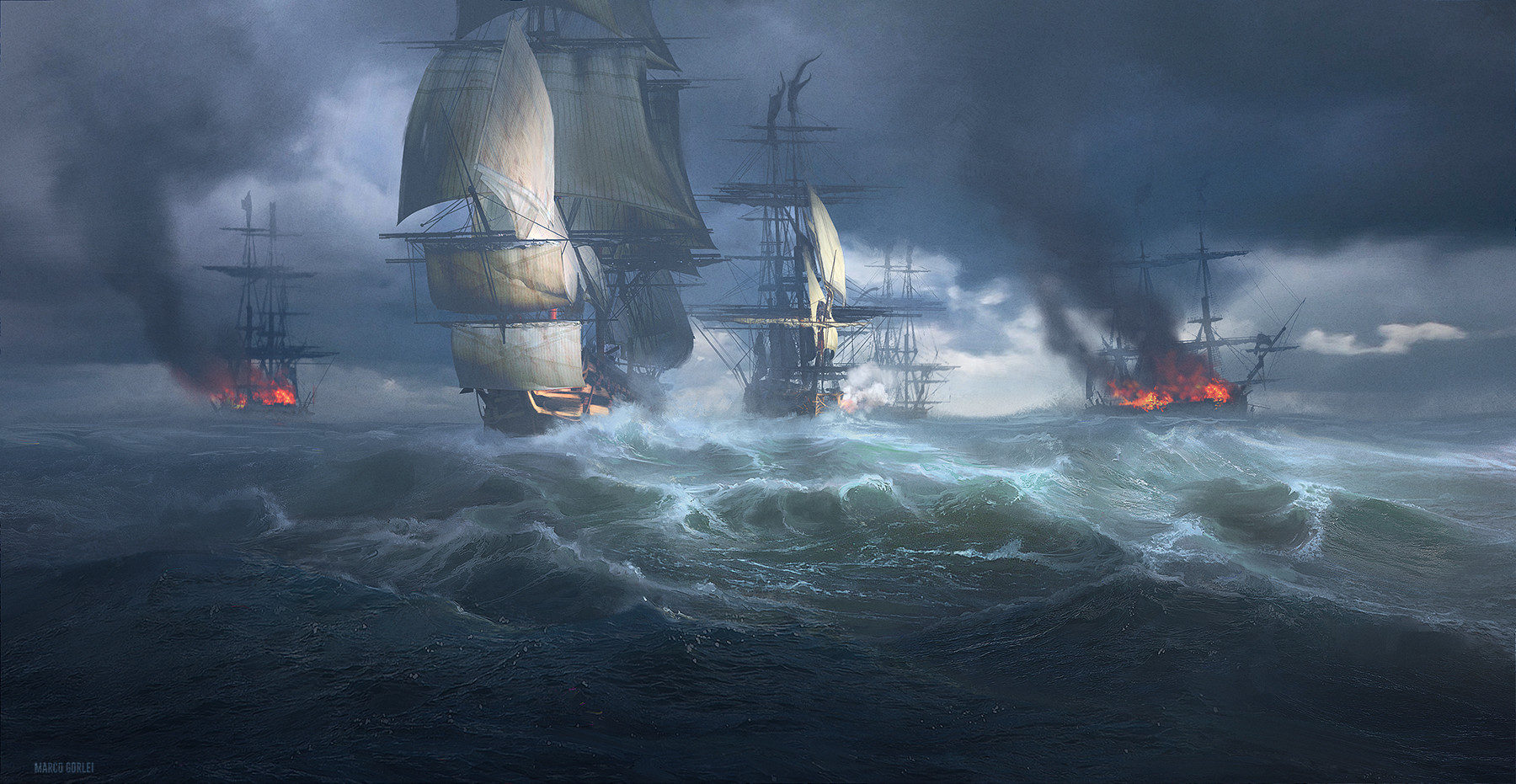 Artwork Digital Art Ship Ocean Battle Sea Sailing Ship Rigging Ship 1800x931