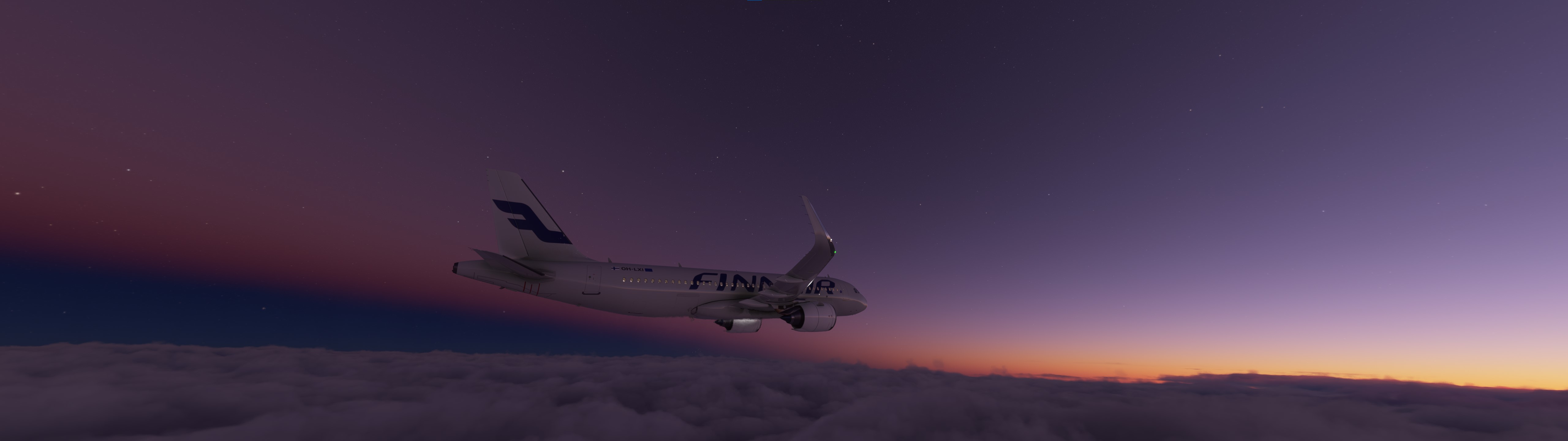 Flight Simulator Flying Airbus A320 Sky Clouds Aircraft Airplane Finnair 5120x1440