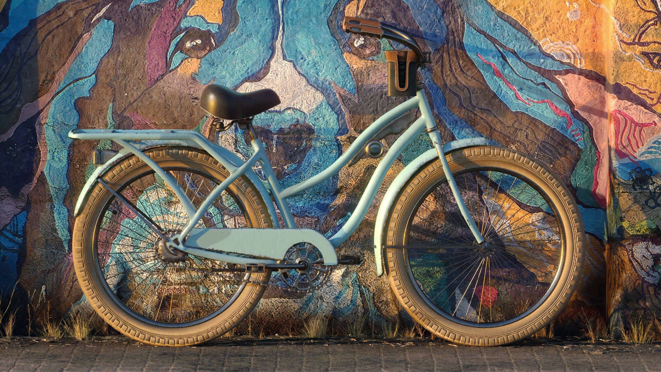Vehicle Bicycle CGi Render Graffiti Digital Art ArtStation 2280x1282