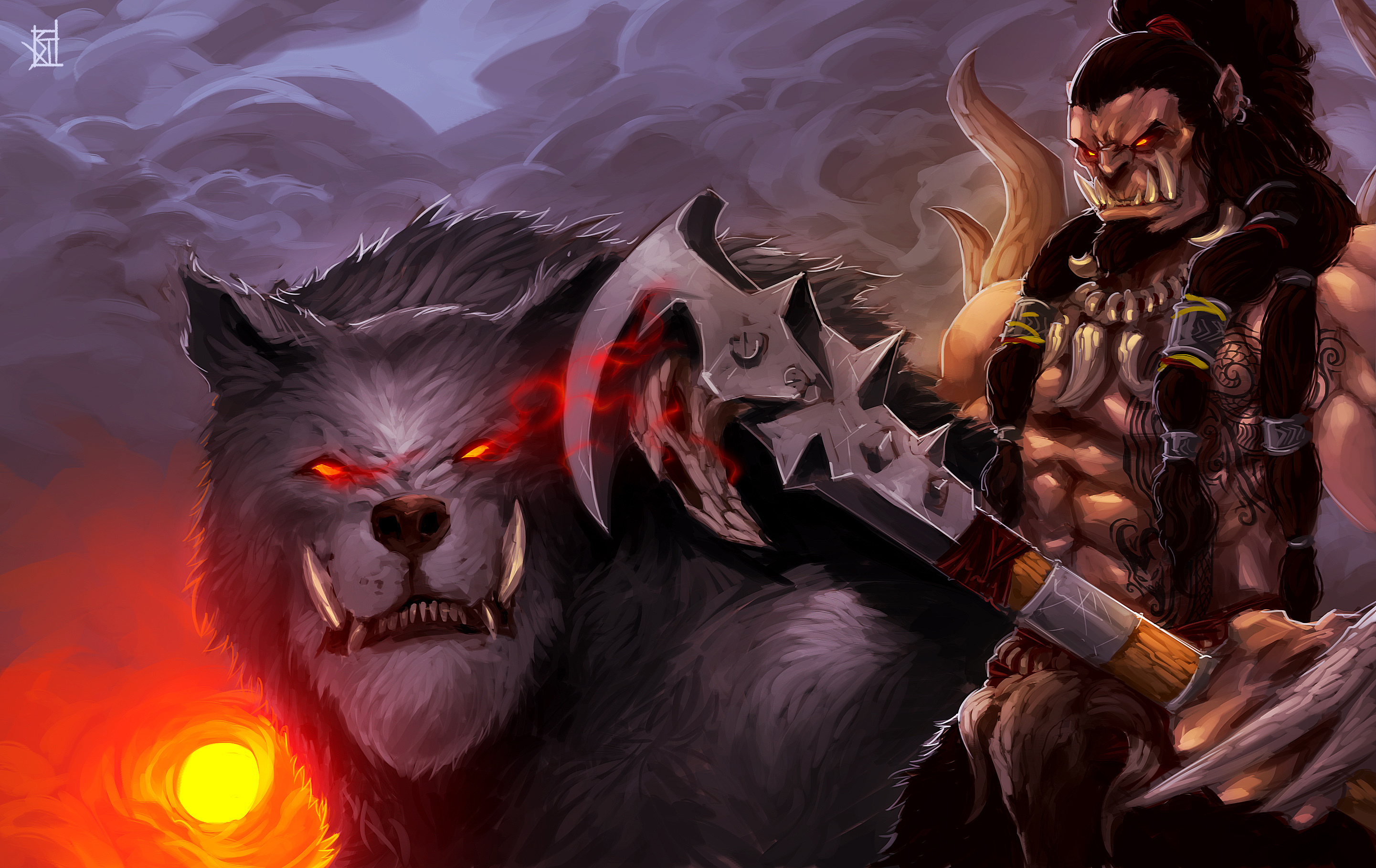 Axe Orc Warcraft Warrior Wolf 2882x1818