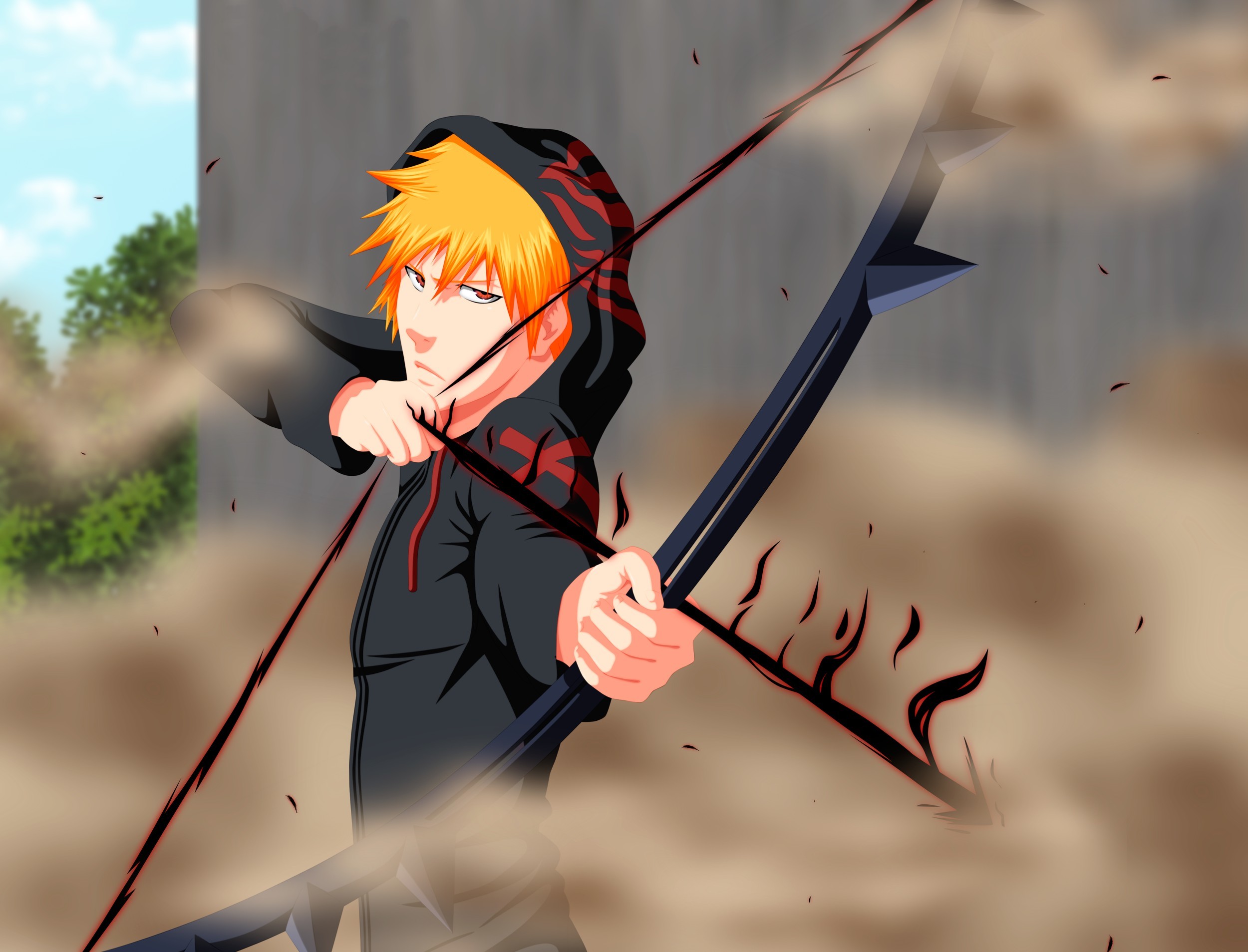 Bankai Bleach Brown Eyes Ichigo Kurosaki Orange Hair 2500x1907