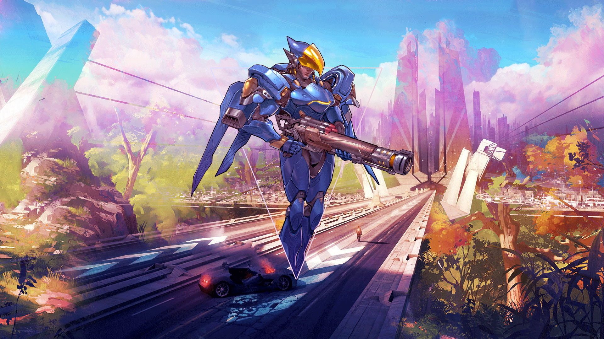 Overwatch Pharah Overwatch Anime Anime Girls PC Gaming Video Games Video Game Art Photoshop Picture  1920x1080