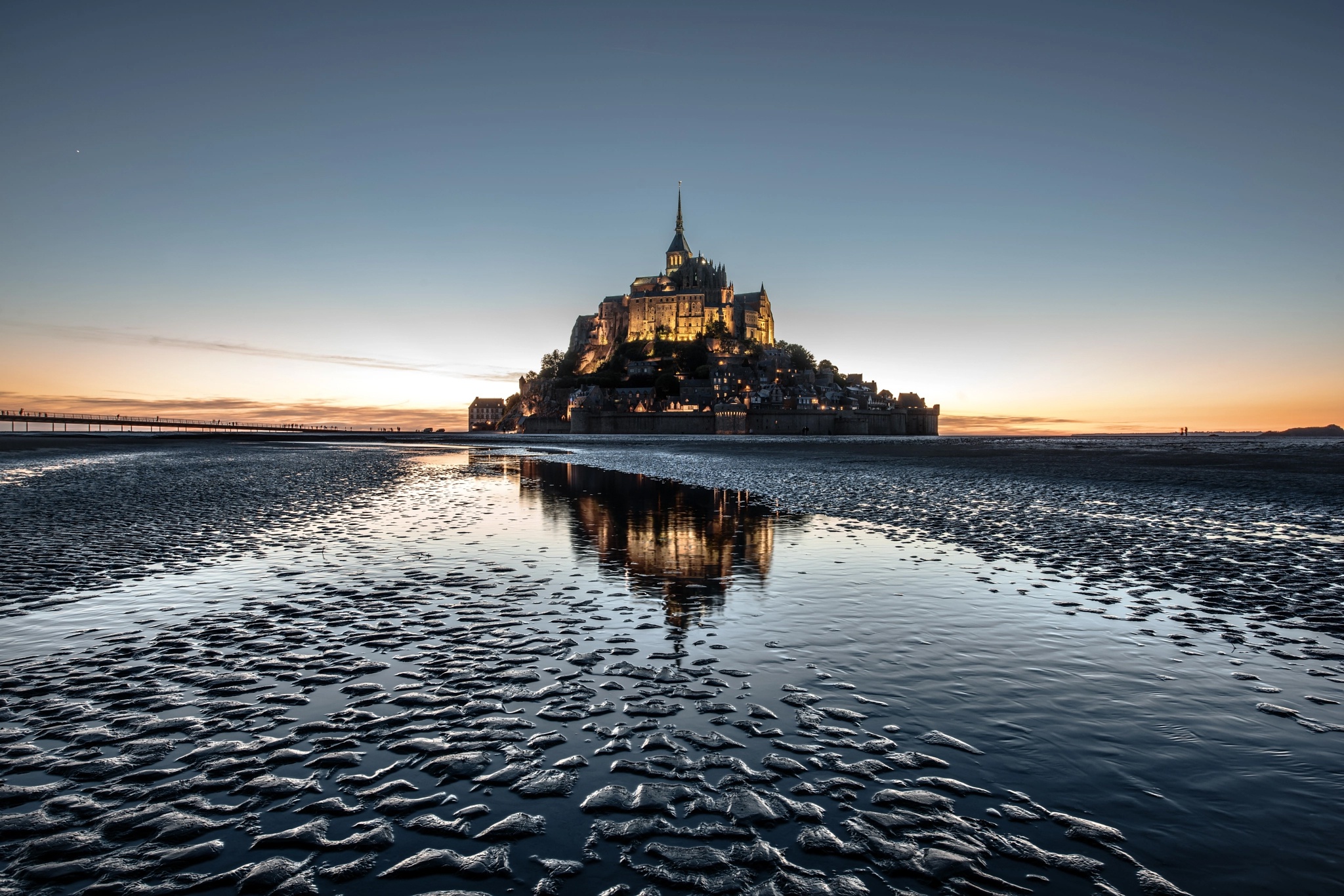 France Monastery Mont Saint Michel Reflection 2048x1367