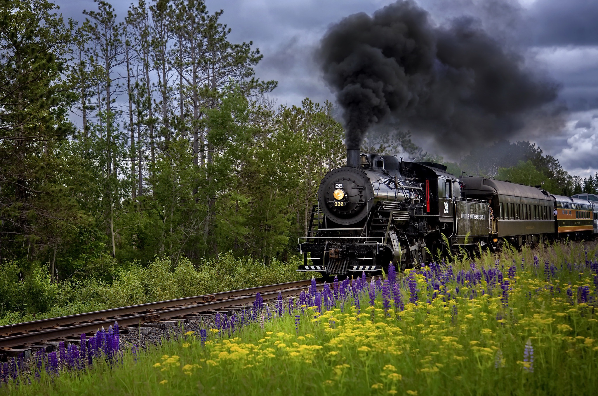 Flower Locomotive Smoke Steam Train Train 2048x1358