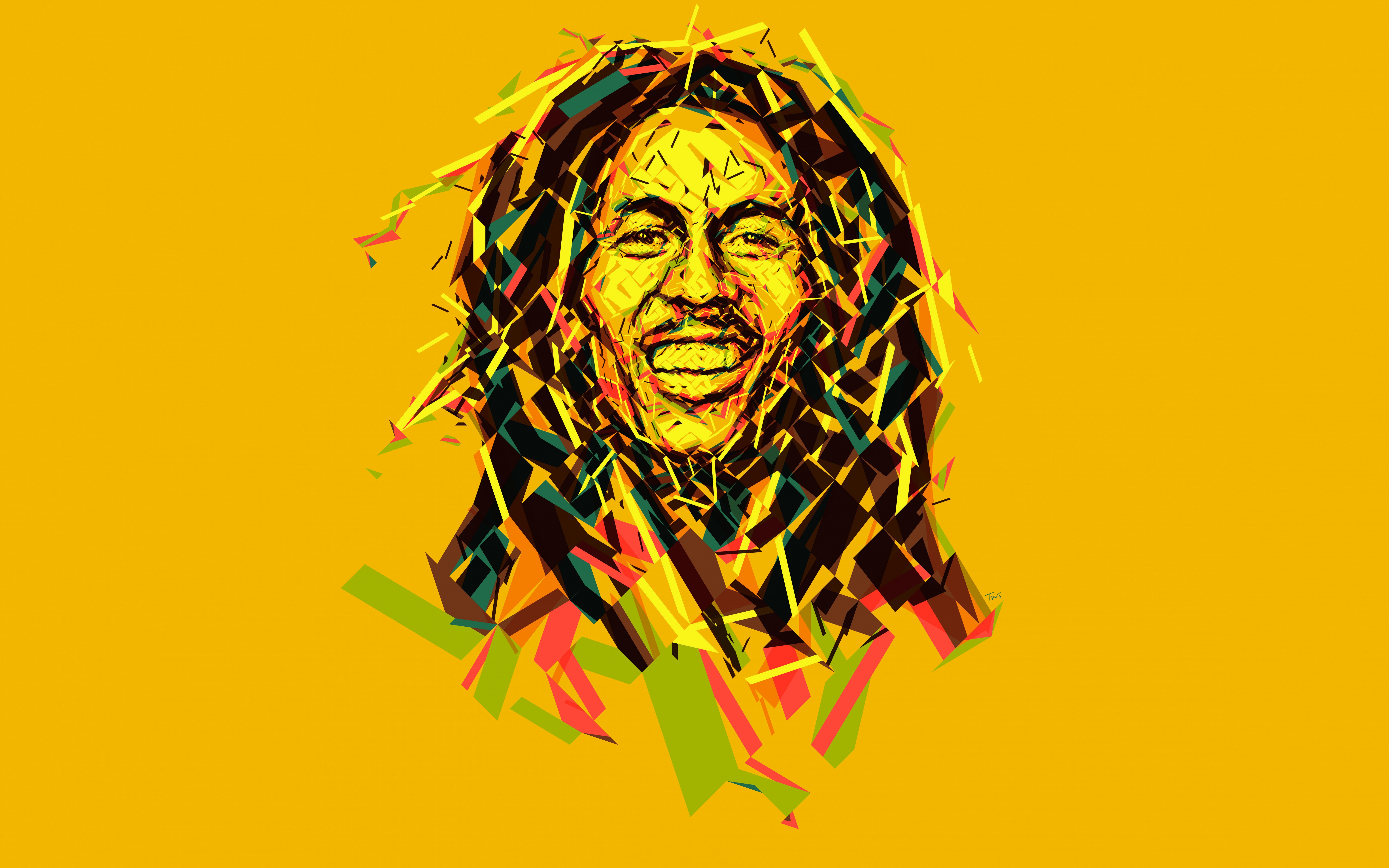 Artistic Bob Marley Colors Face Jamaican Singer Smile 7680x4800
