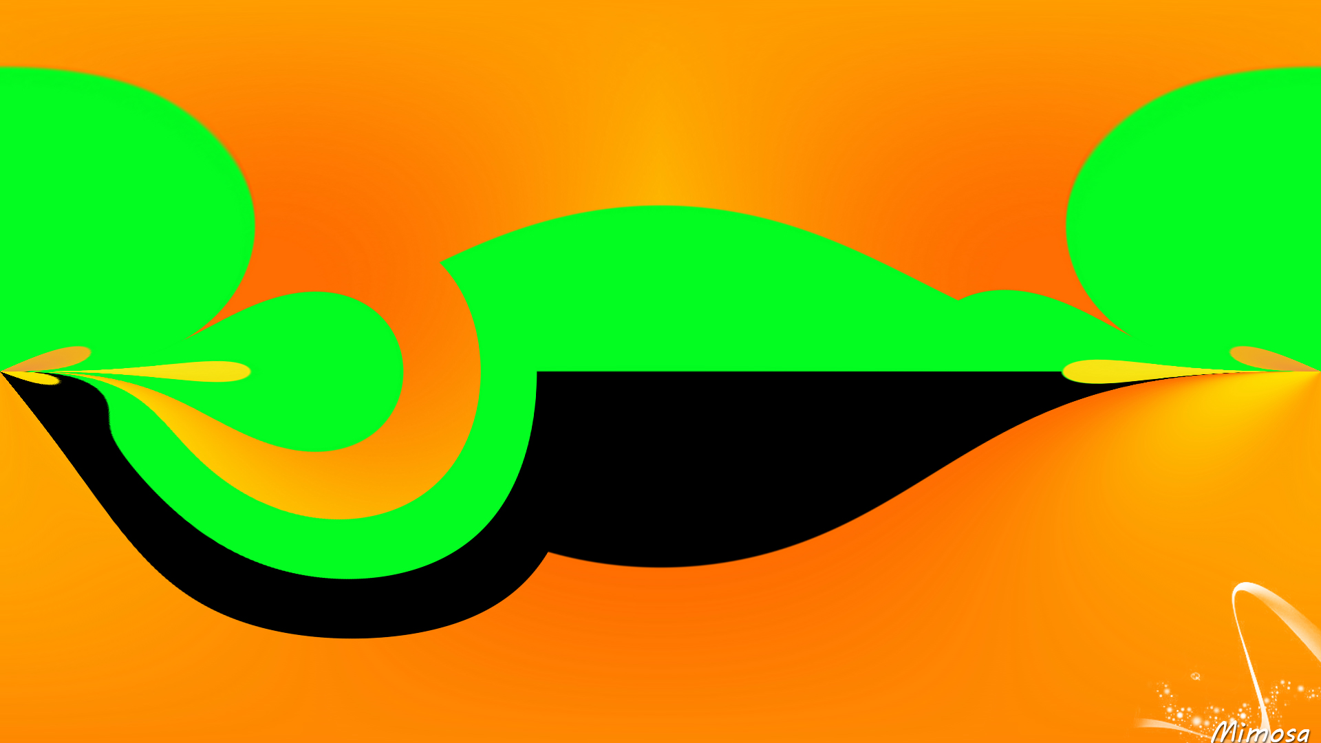Abstract Artistic Colorful Digital Art Green Shapes Orange Color 1920x1080