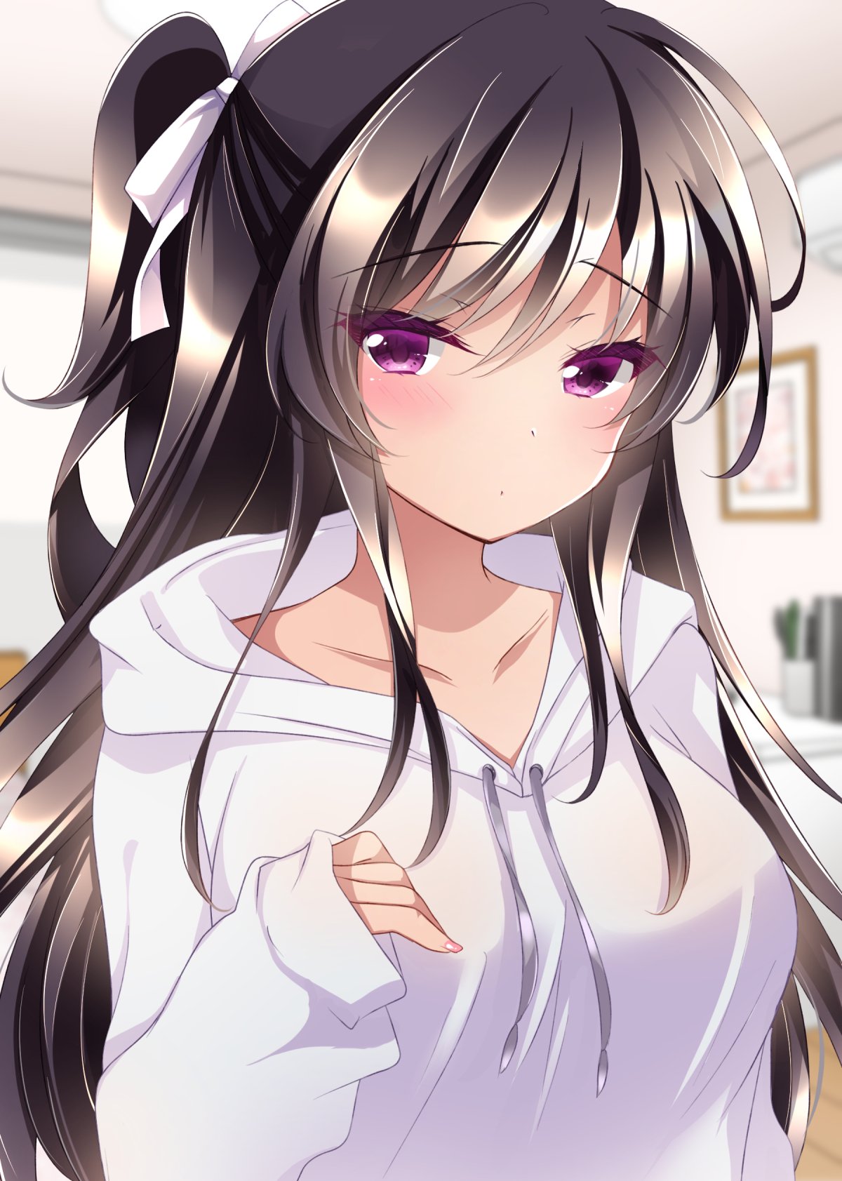 Anime Girls Ichiyou Moka Purple Eyes Long Hair Dark Hair Blush 1200x1683