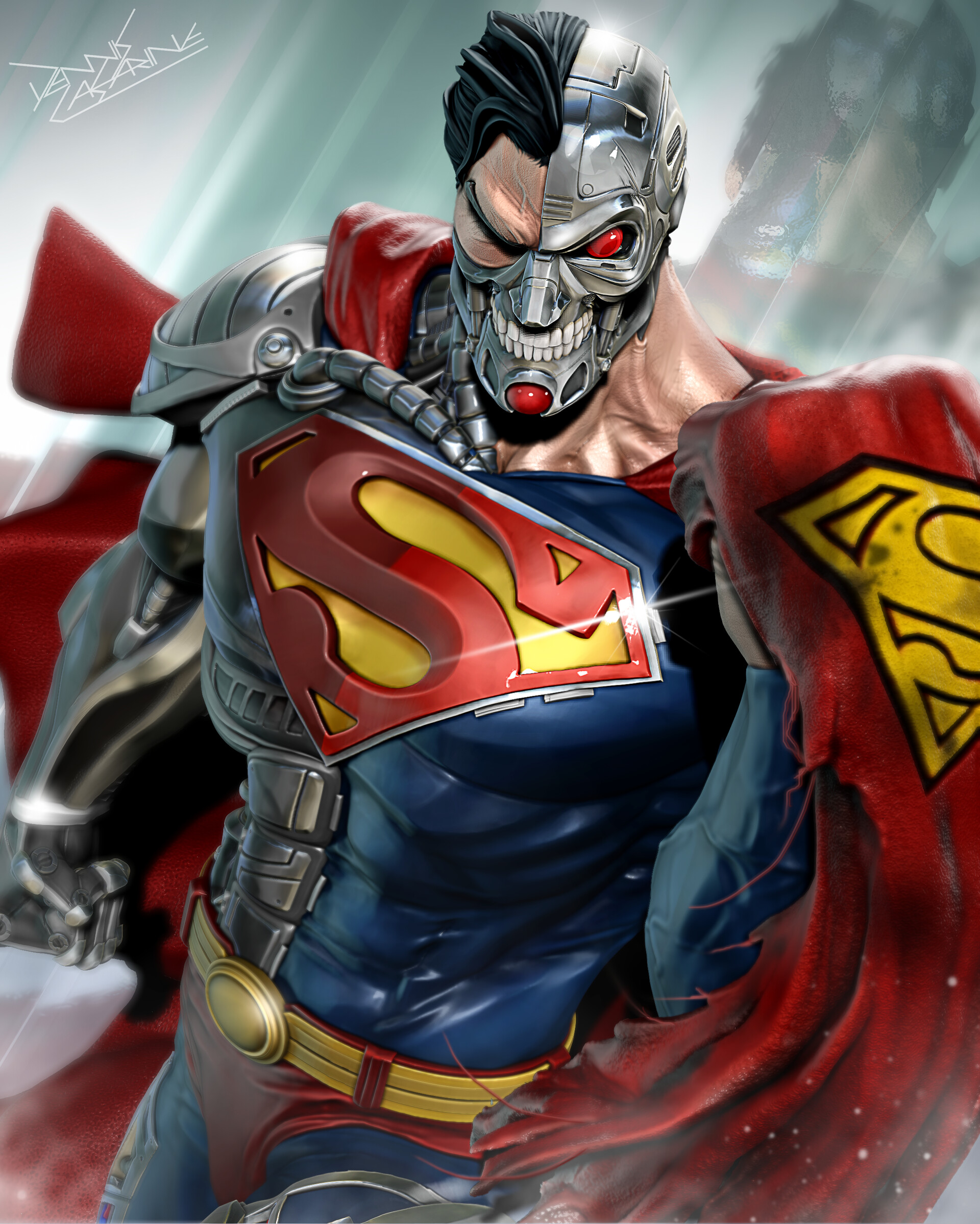 Artwork Superhero Superman Comic Art Cyborg ArtStation DC Comics Cyborg Superman 1920x2397