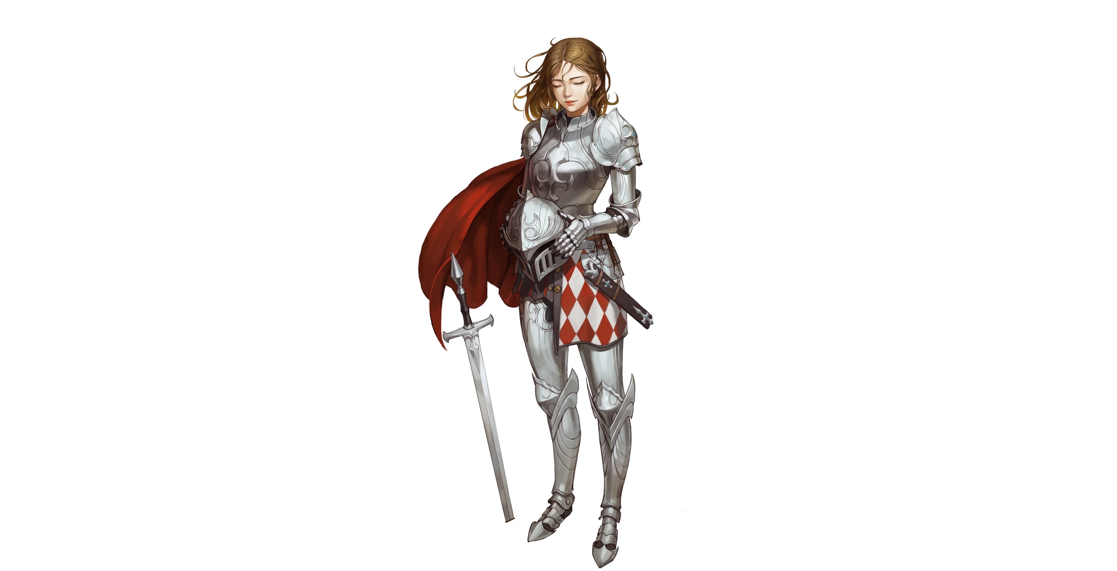Armor Girl Knight Sword Woman Warrior 4500x2300