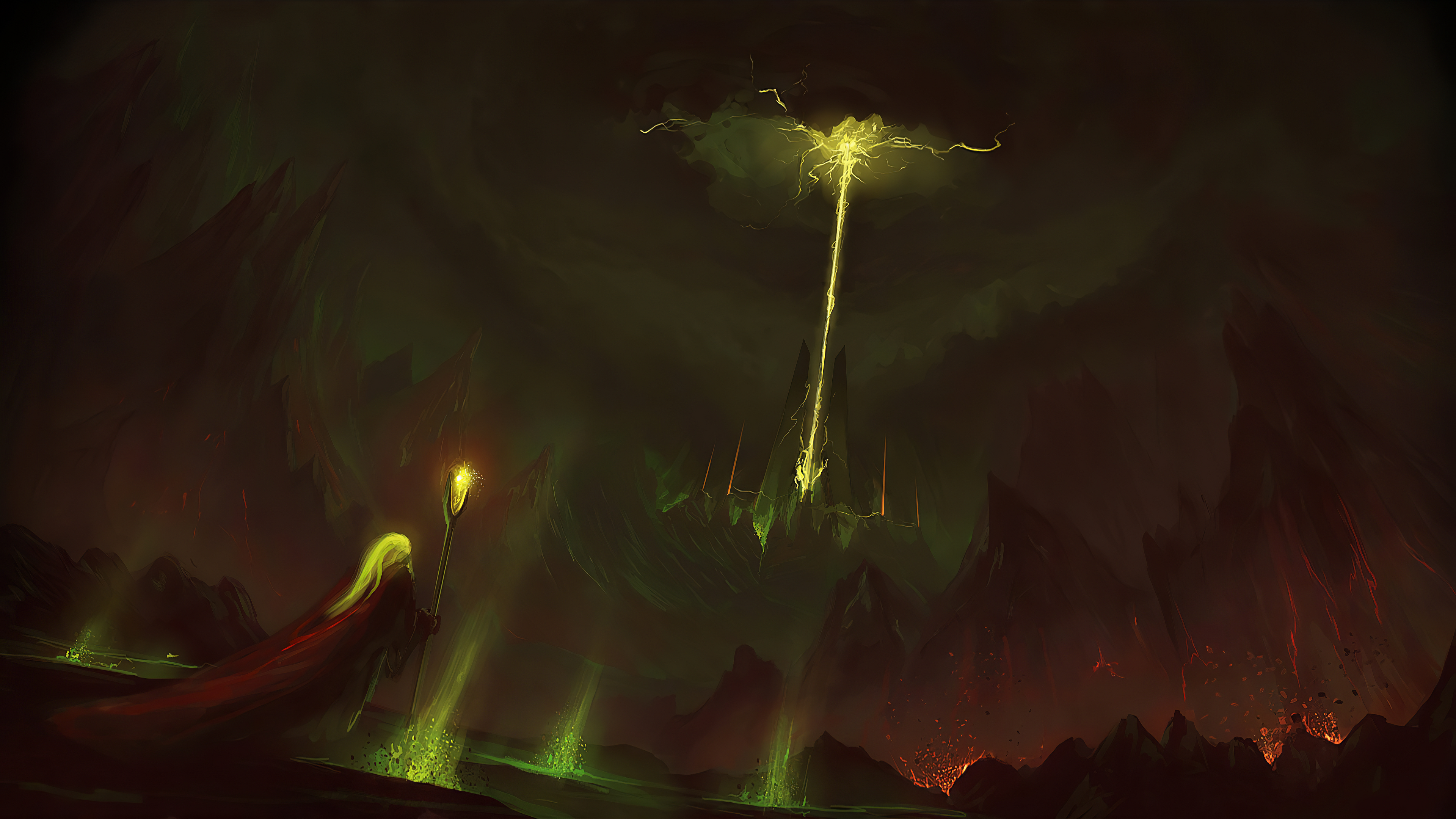Artwork Volcano Mountains Painting Wizard 3840x2160