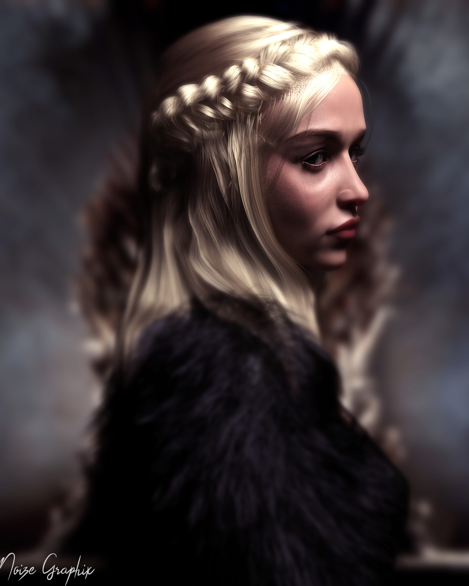 Jordi Djojosemito Blonde Looking Away Women Digital Art CGi 3D Daenerys Targaryen Game Of Thrones Po 1920x2400