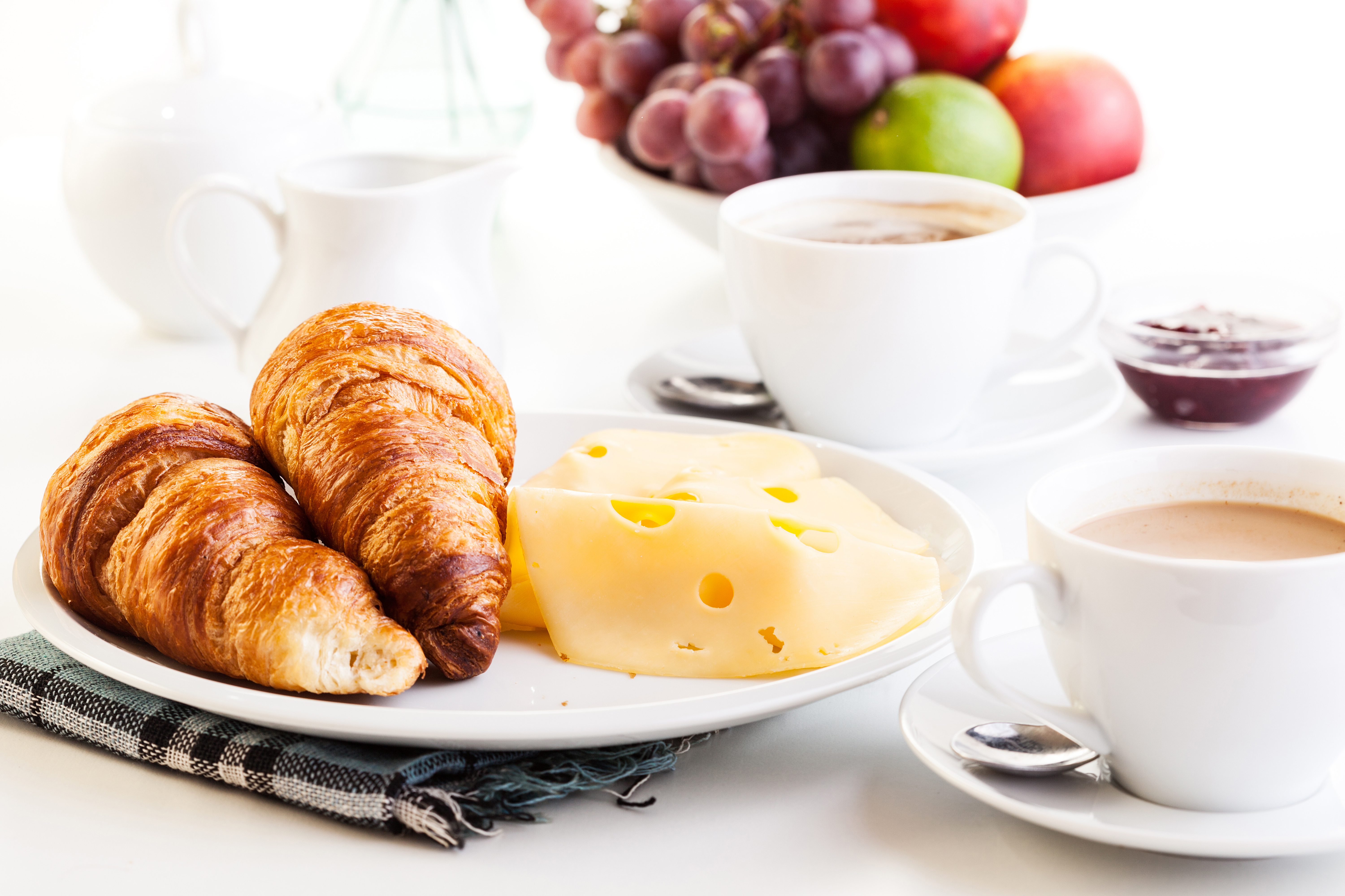 Breakfast Coffee Croissant Cup Still Life 6001x4000