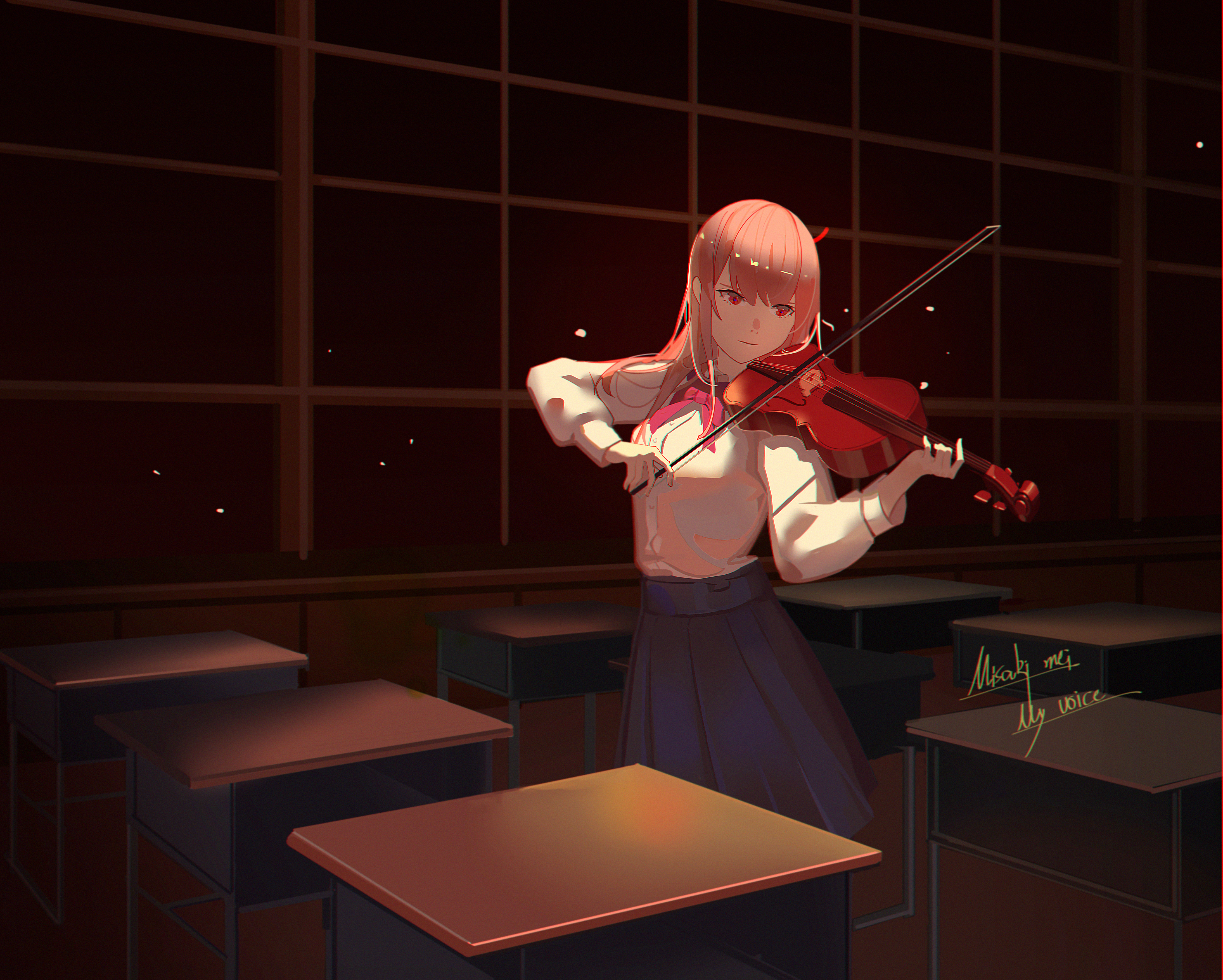 Misakisutsu Anime Anime Girls Violin 4376x3508