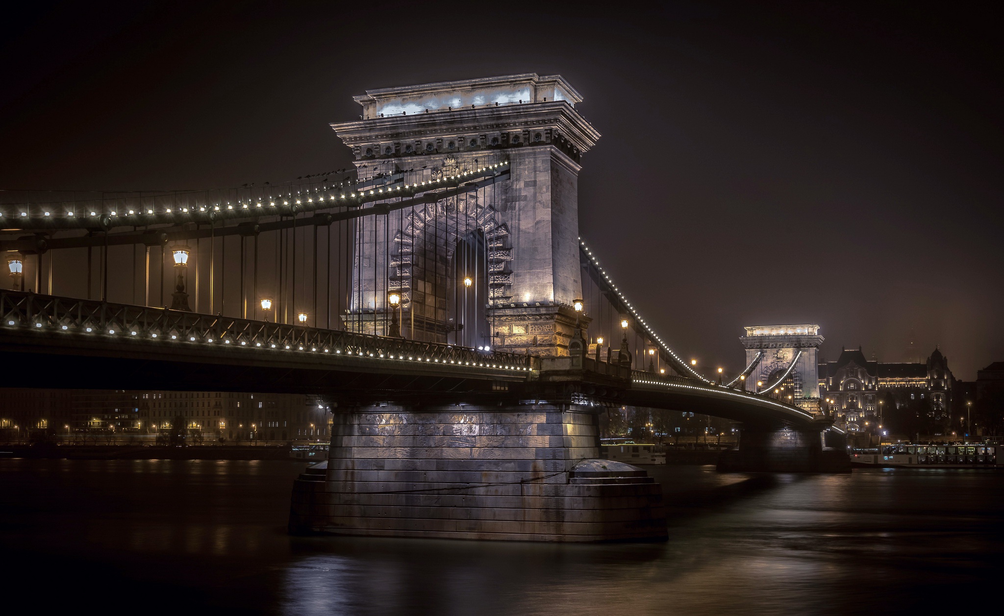 Budapest Chain Bridge Hungary Night 2048x1257