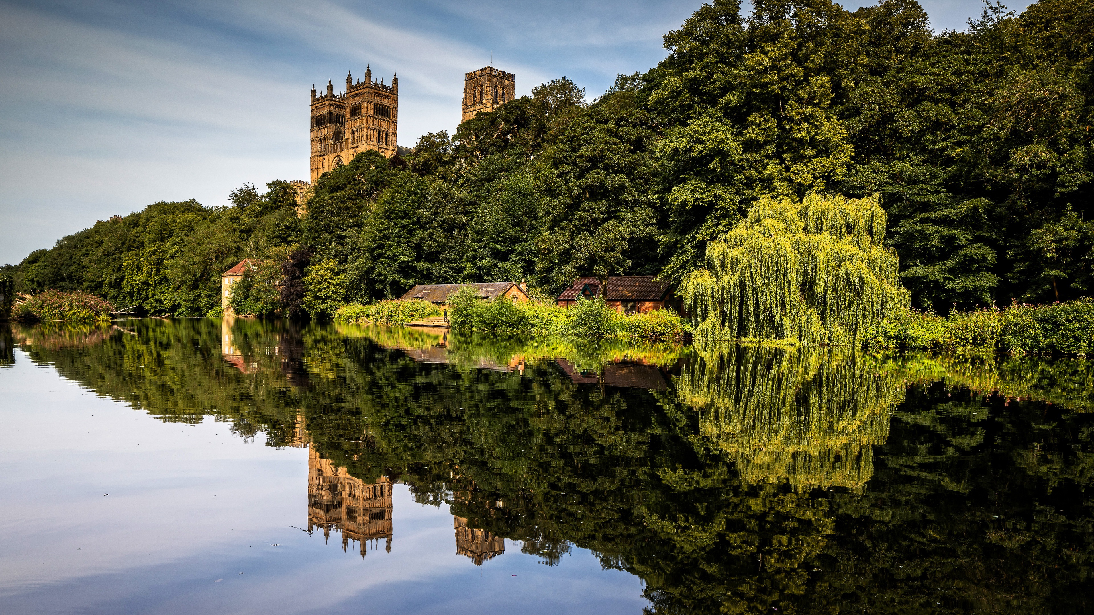 Building Cathedral Durham Cathedral England Reflection River 3840x2160