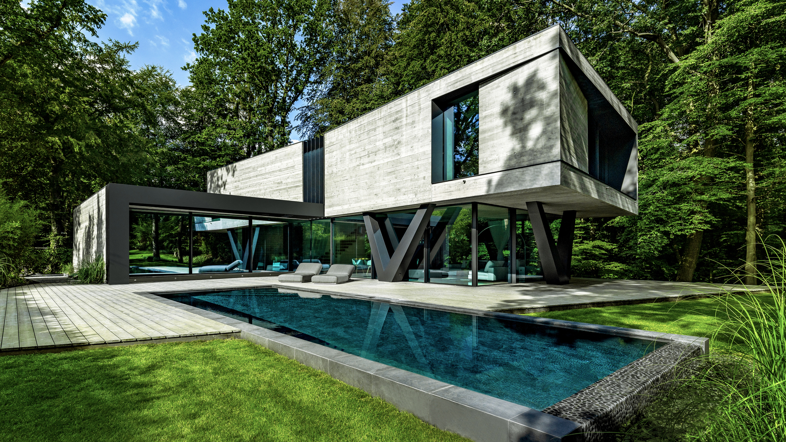 House Modern Architecture Swimming Pool Outdoors Germany 1582x890