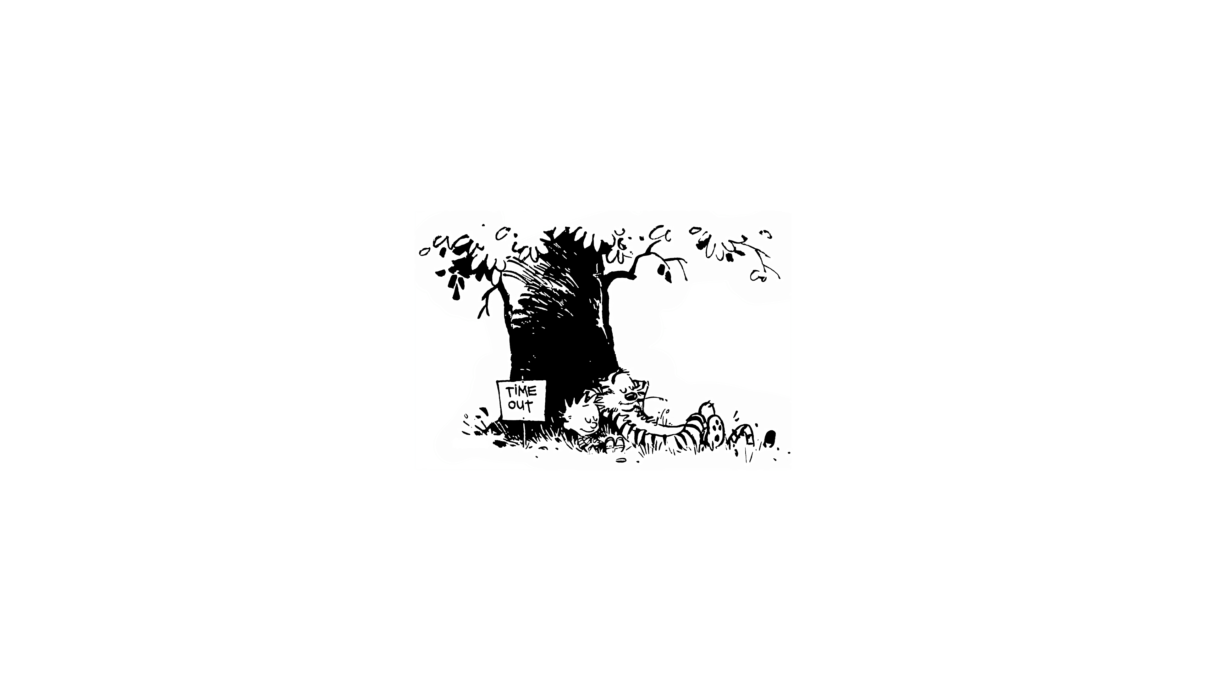 White Background Comics Calvin And Hobbes Bill Watterson Monochrome 3840x2160