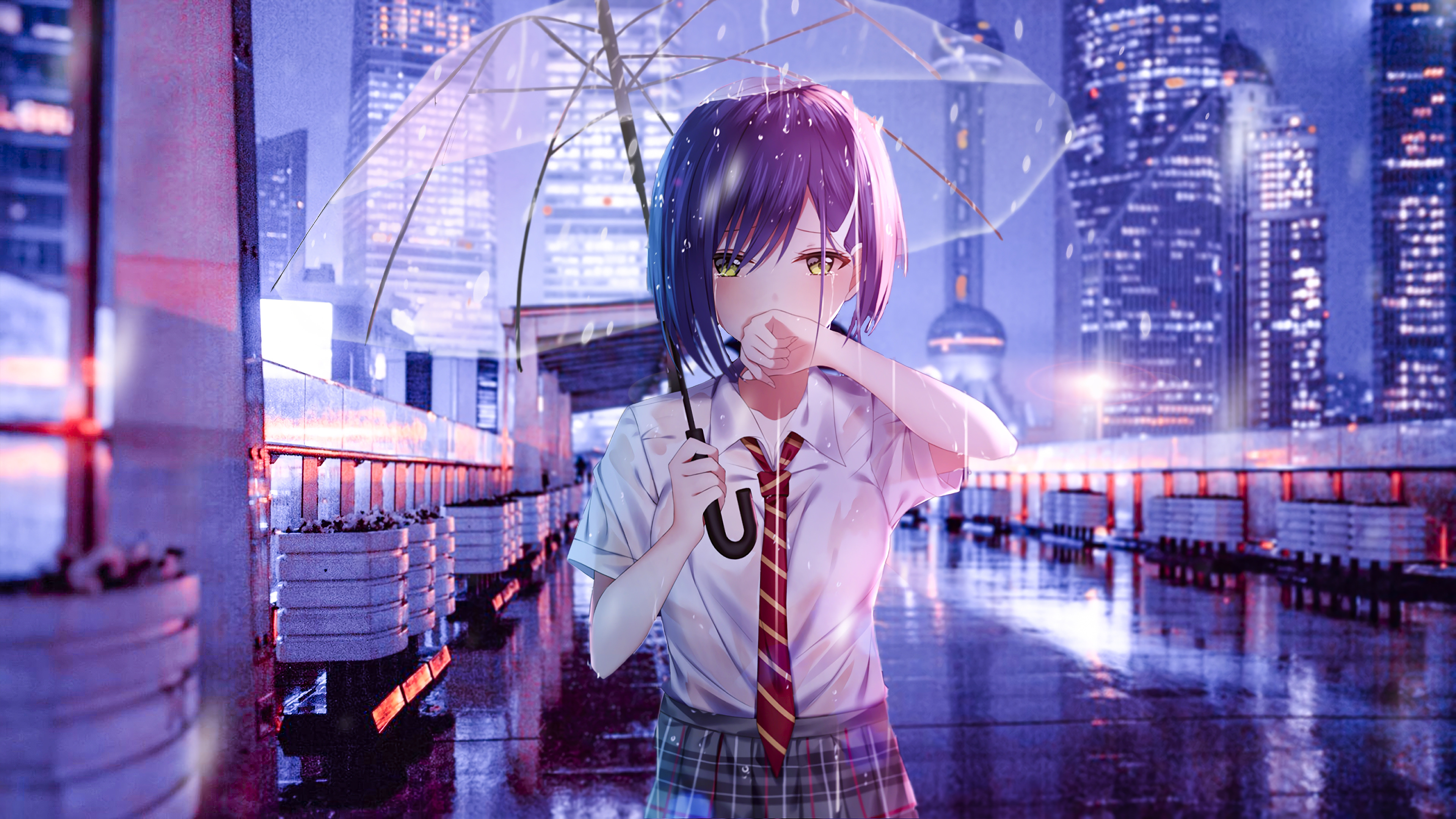 Darling In The FranXX Ichigo Darling In The FranXX Anime Anime Girls Tie Umbrella Women Outdoors Urb 3840x2160