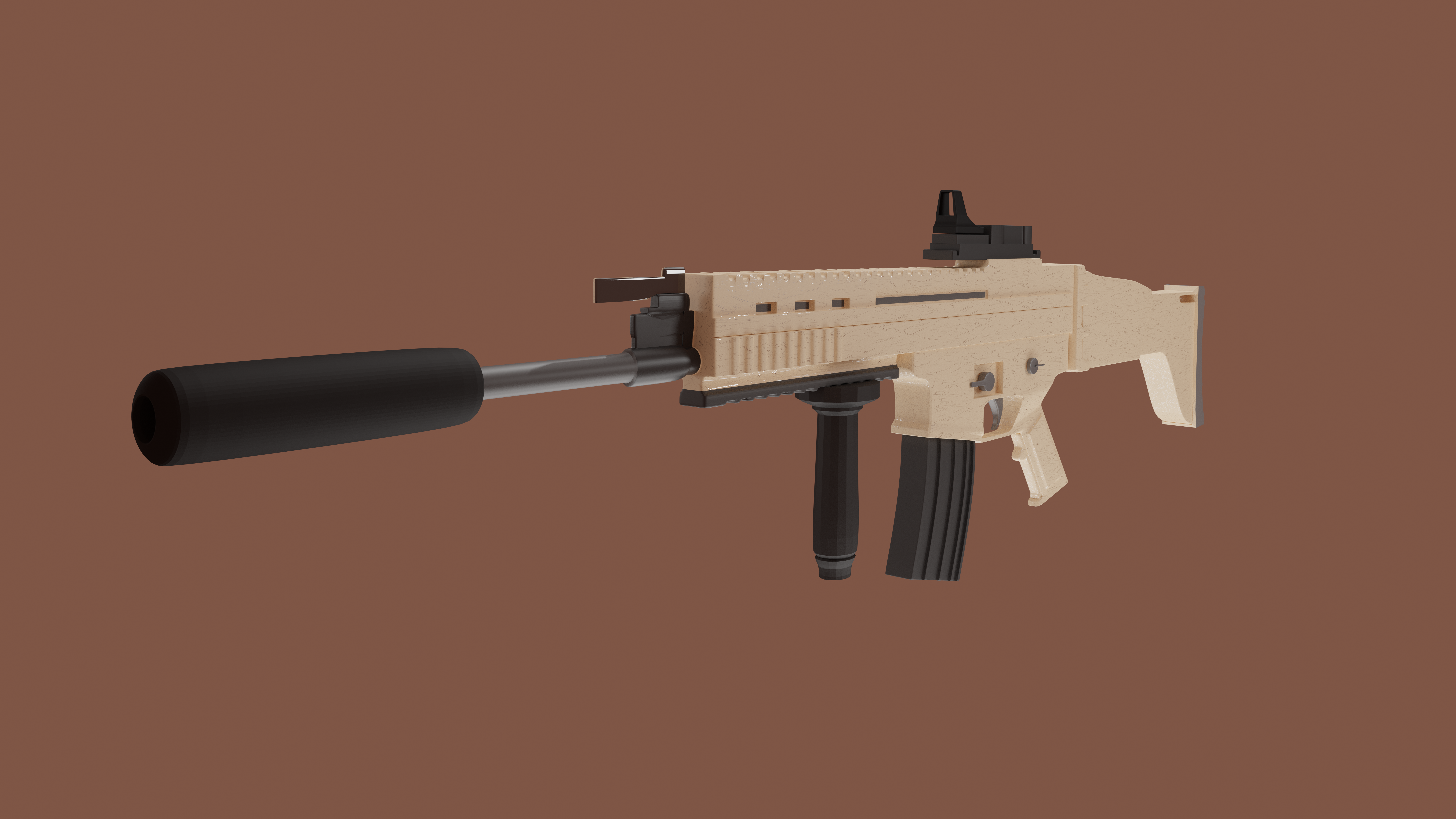 Assault Rifle Blender 3d Fn Scar L Gun 7680x4320