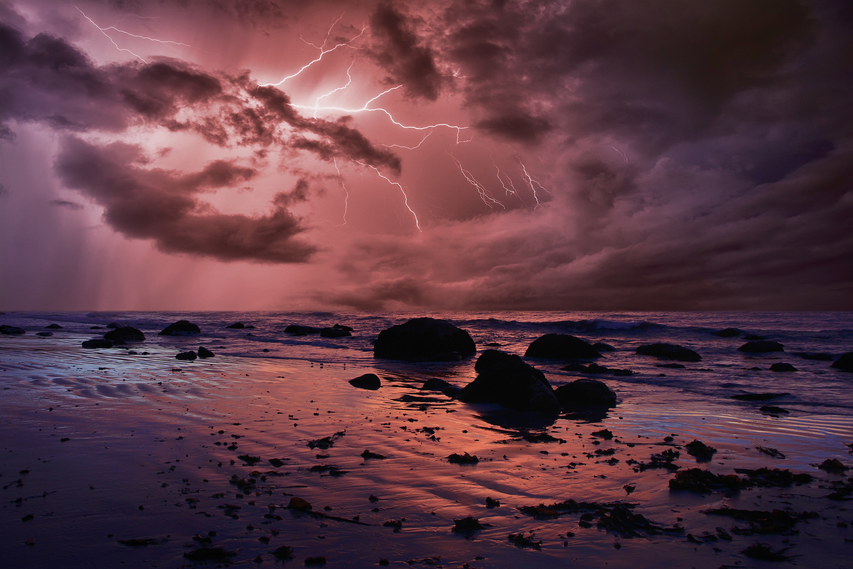 Cloud Horizon Lightning Nature Ocean Storm 2880x1920