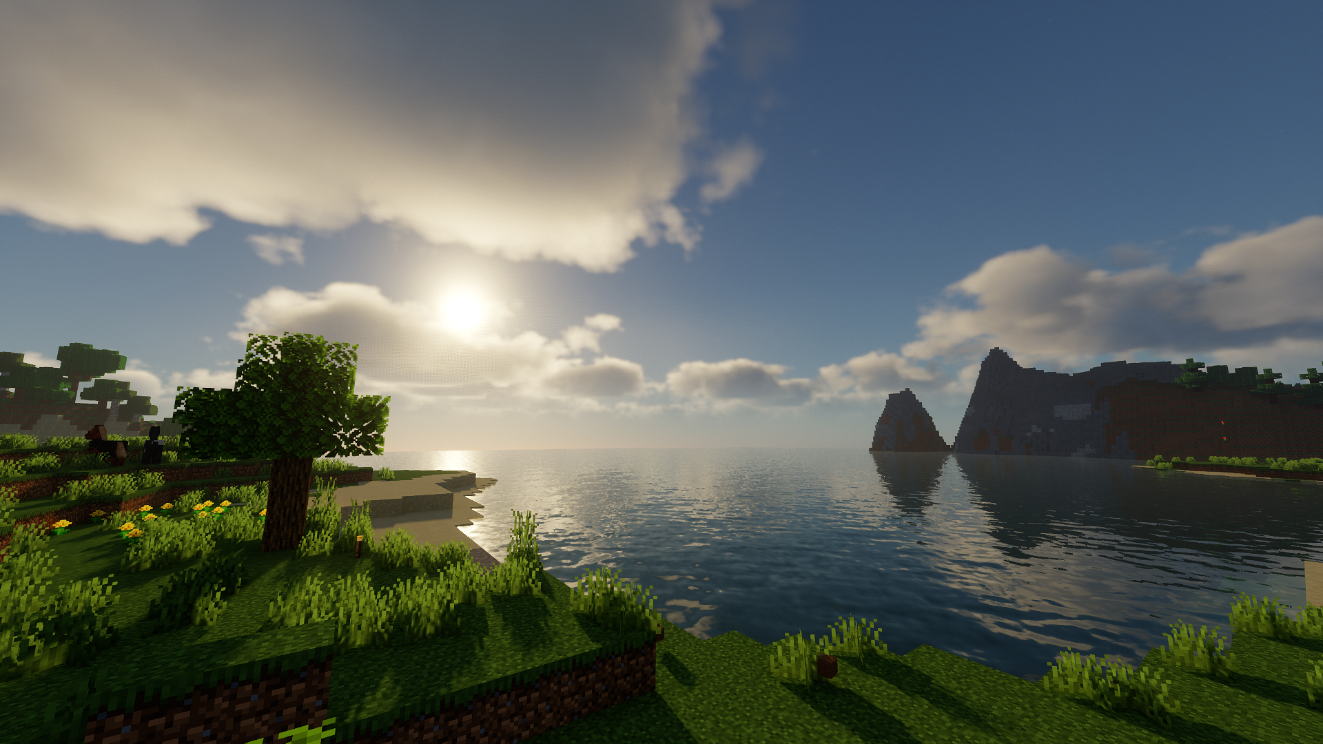Minecraft Sea Sun 1920x1080