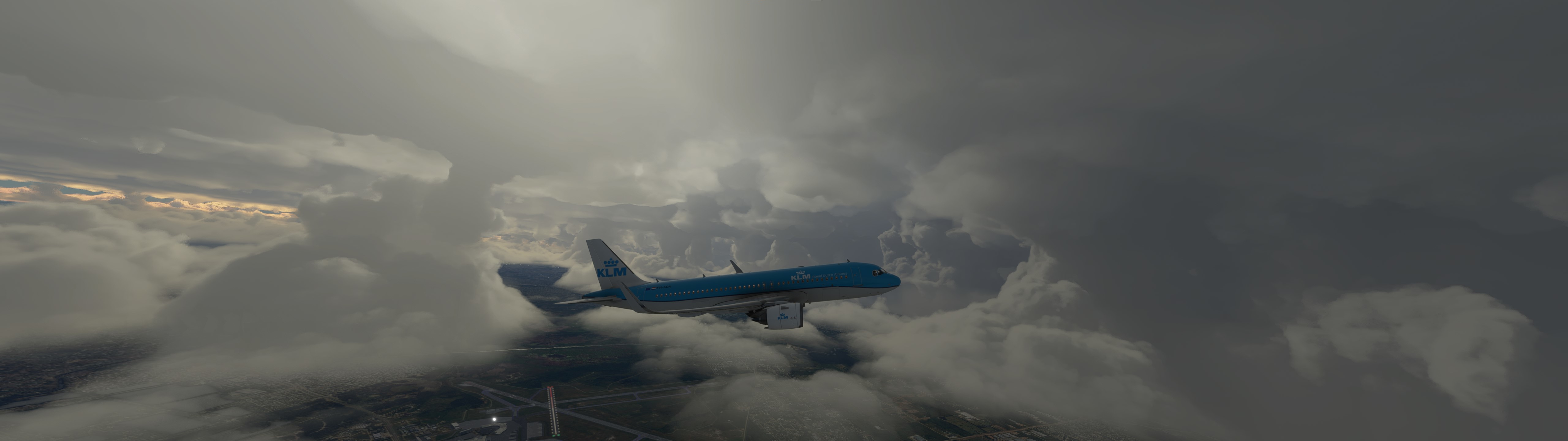 Airplane Aircraft Klm Airbus A320 Clouds Flight Simulator 5120x1440