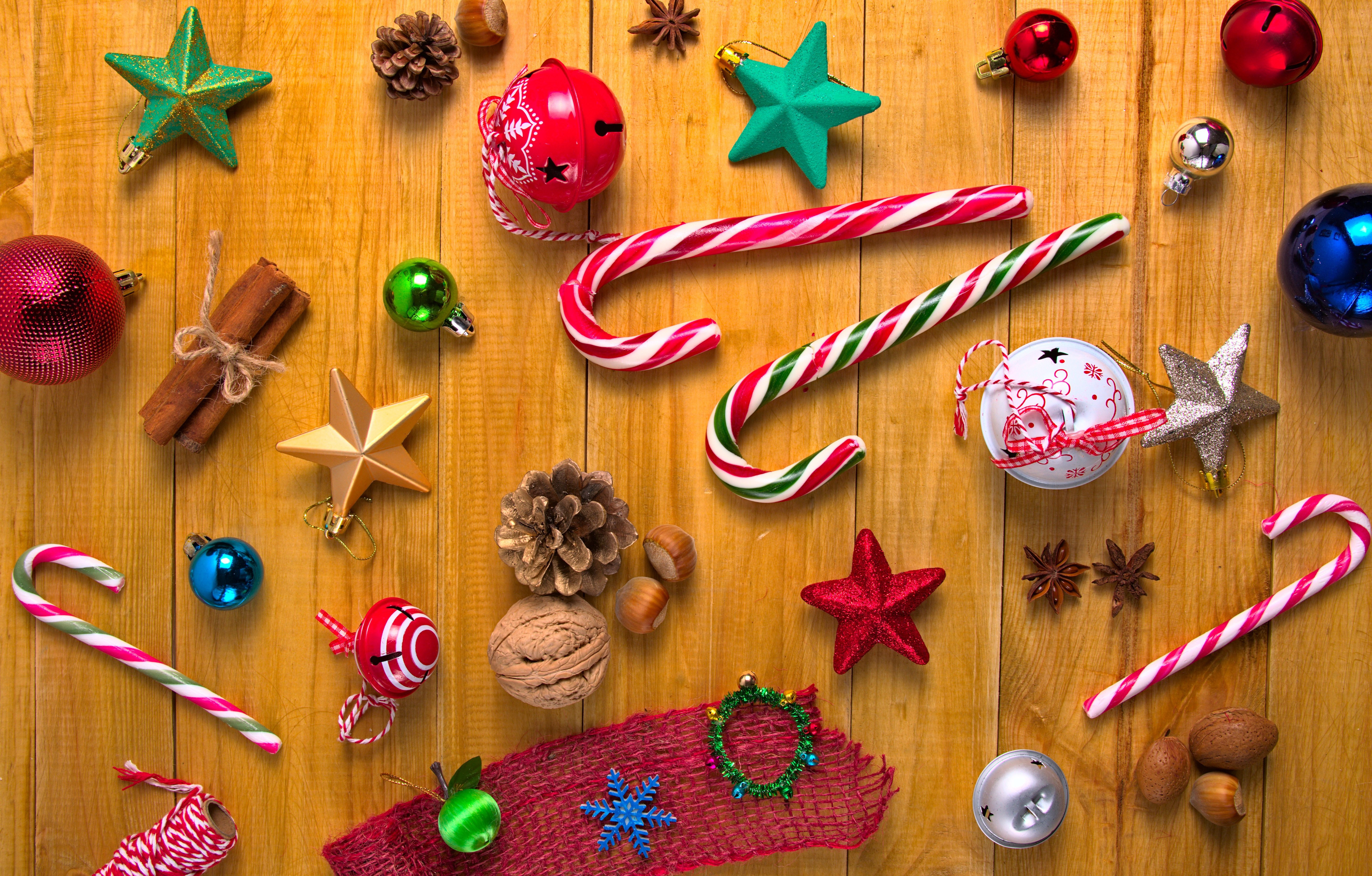 Bauble Christmas Ornaments Cinnamon Lollipop Nut Star 5837x3728