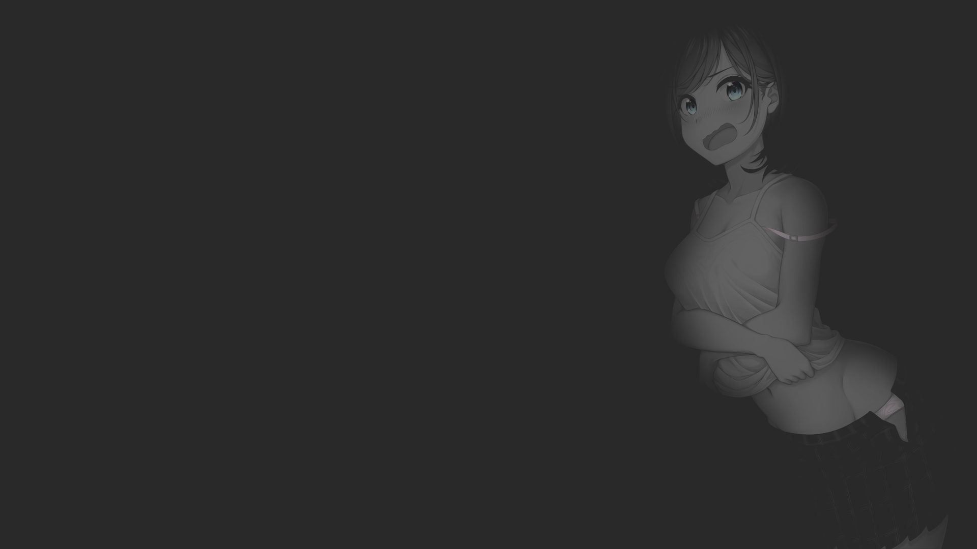 Anime Anime Girls Manga Fan Art Illustration Dark Background Selective Coloring Texture Minimalism M 1920x1080