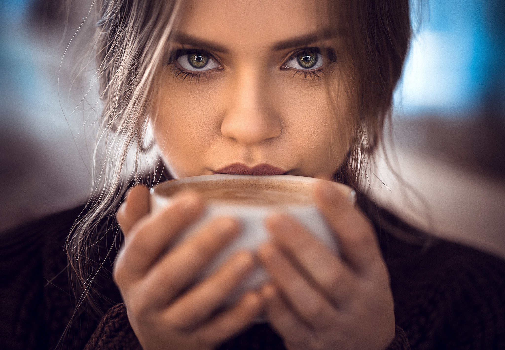 Brunette Coffee Face Girl Model Woman 2048x1418