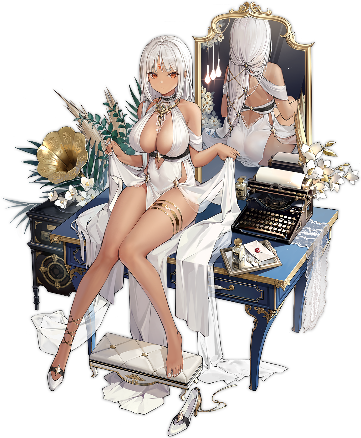 Anime Girls Azur Lane Massachusetts Azur Lane Allenes Enka White Hair 1154x1400