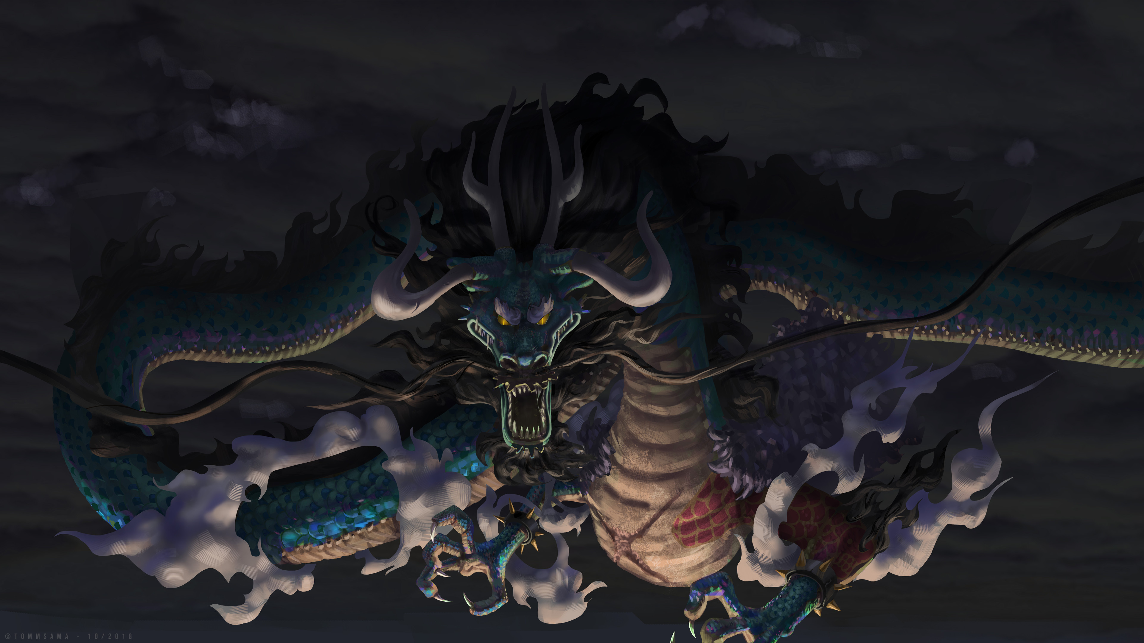 Kaido One Piece Frontal View Chinese Dragon Open Mouth 3840x2160