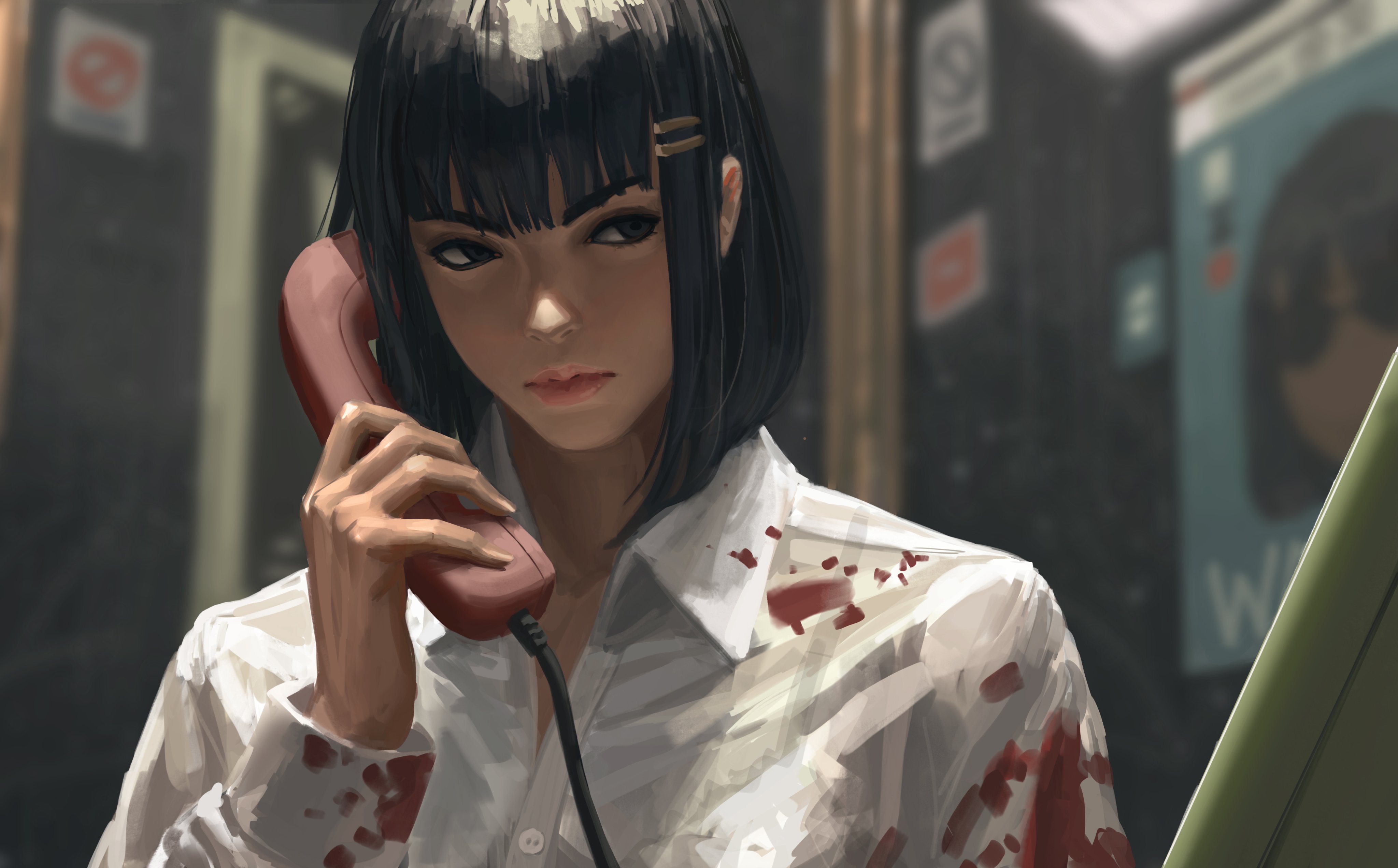 Anime Anime Girls Telephone GUWEiZ 4096x2545