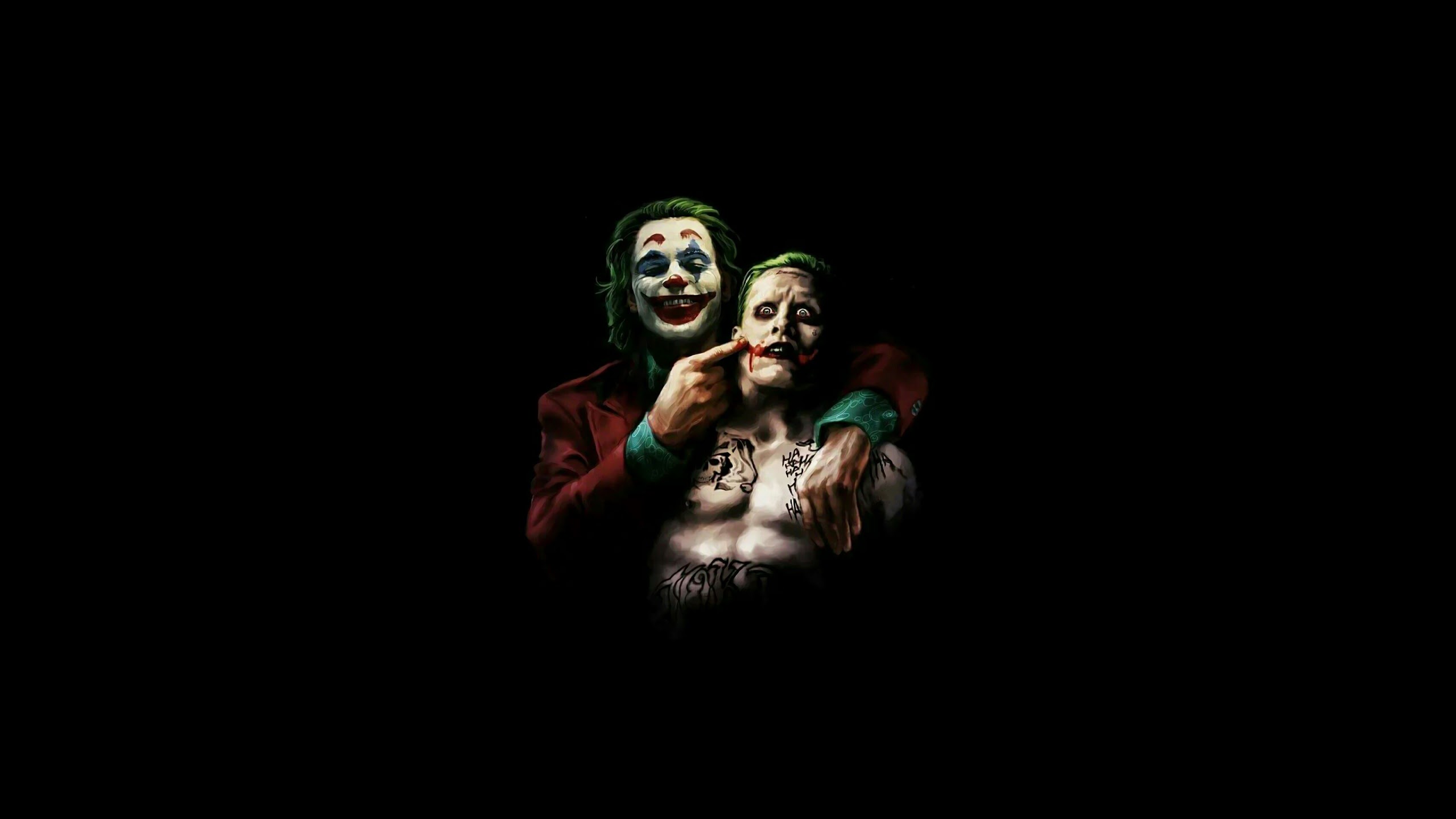 Joker Batman Joaquin Phoenix Jared Leto DC Comics Villain Villains 2560x1440