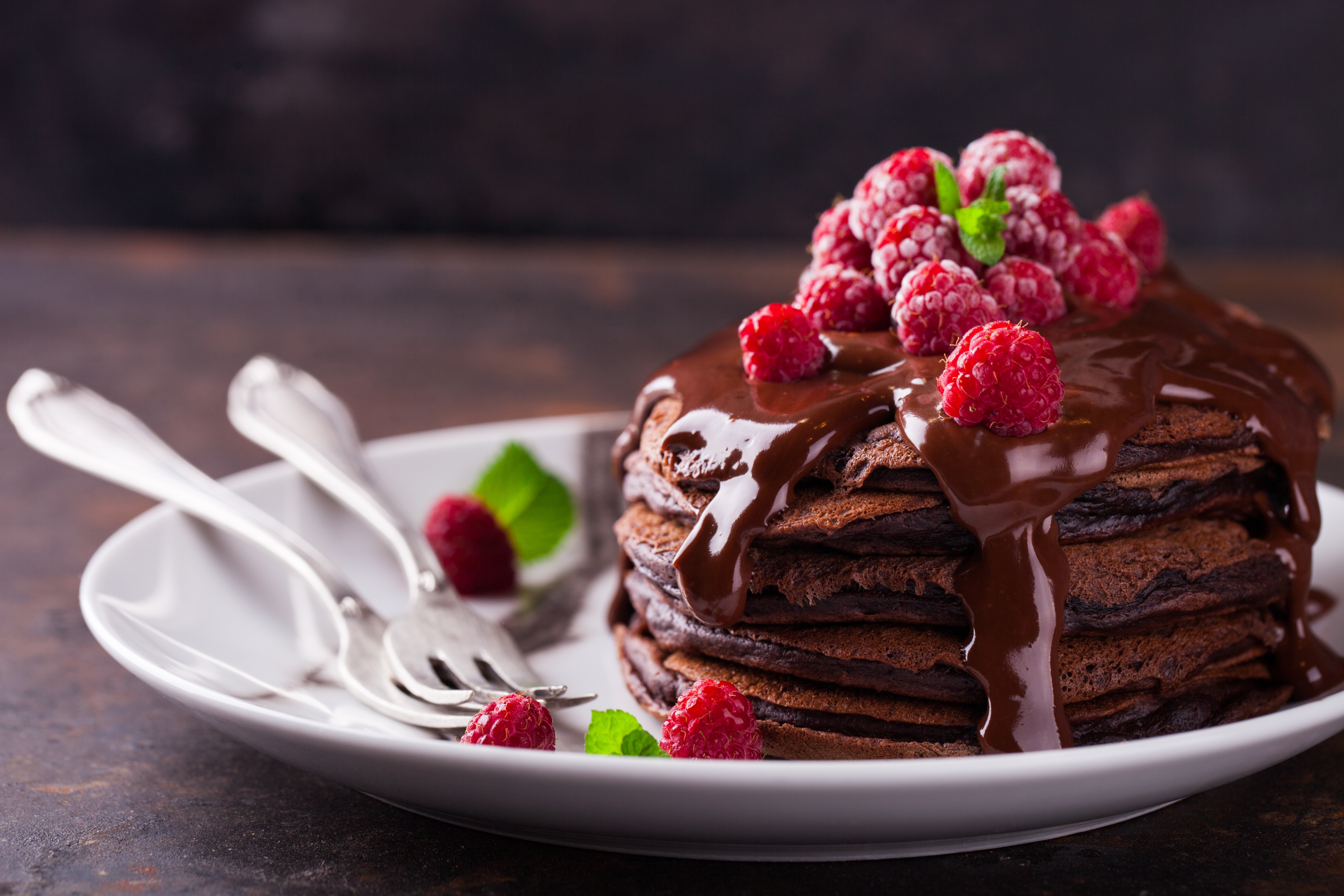 Breakfast Chocolate Pancake Raspberry 5616x3744