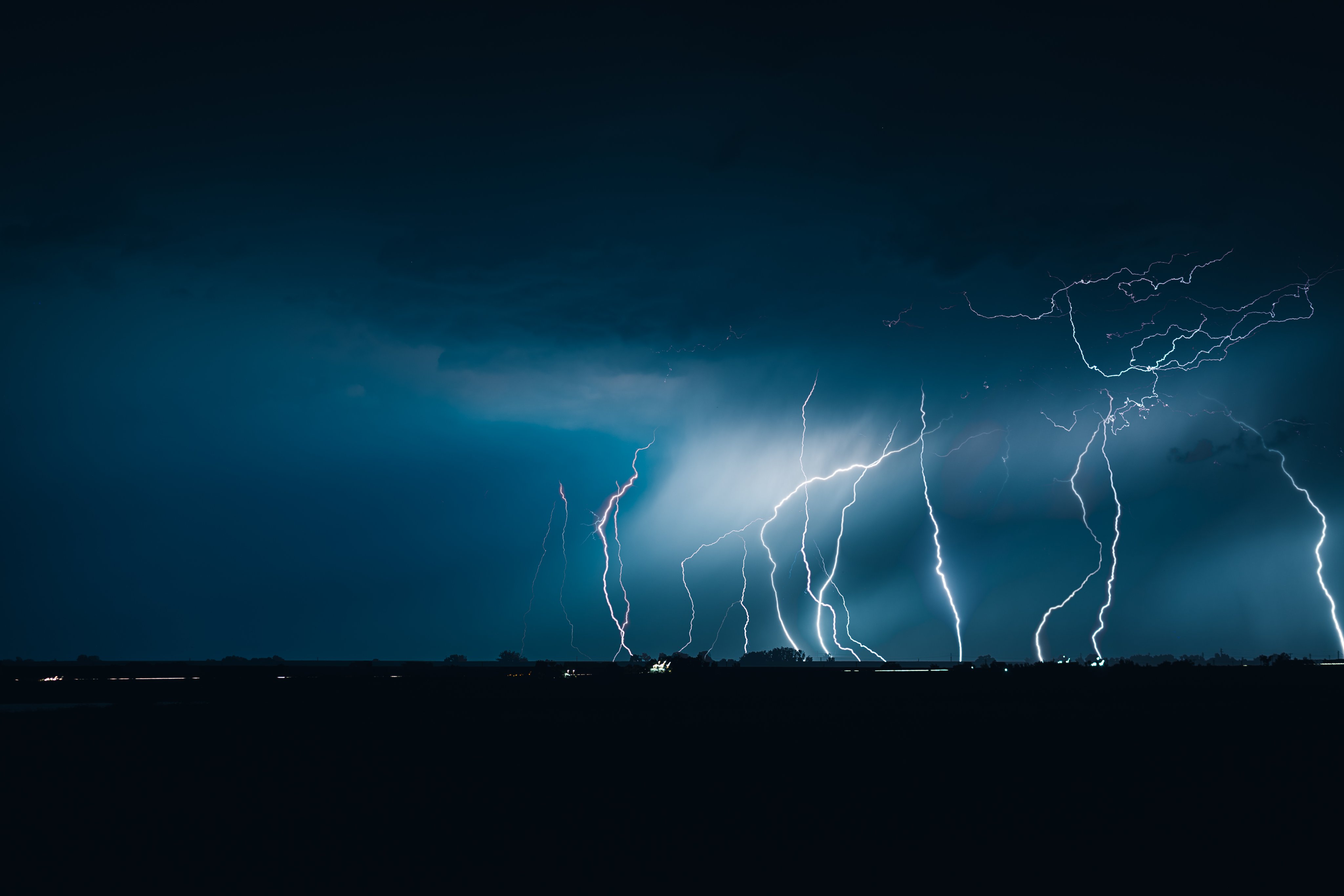 Nature Lightning Night Sky Storm Landscape 4096x2731