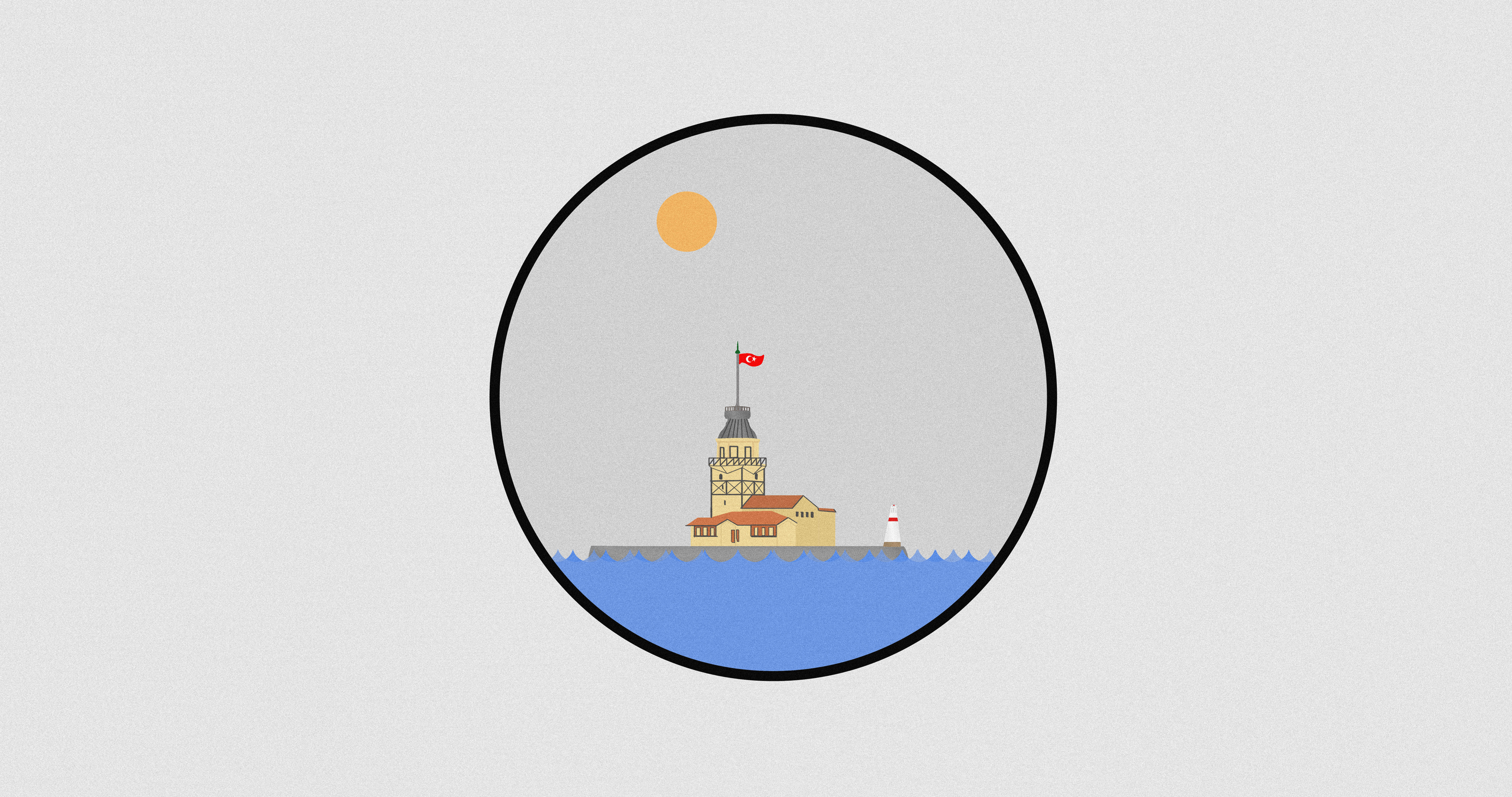 Minimalism Flatdesign Simple Simple Background Interfaces Sun Sea Illustration Digital Art Artwork I 8192x4320