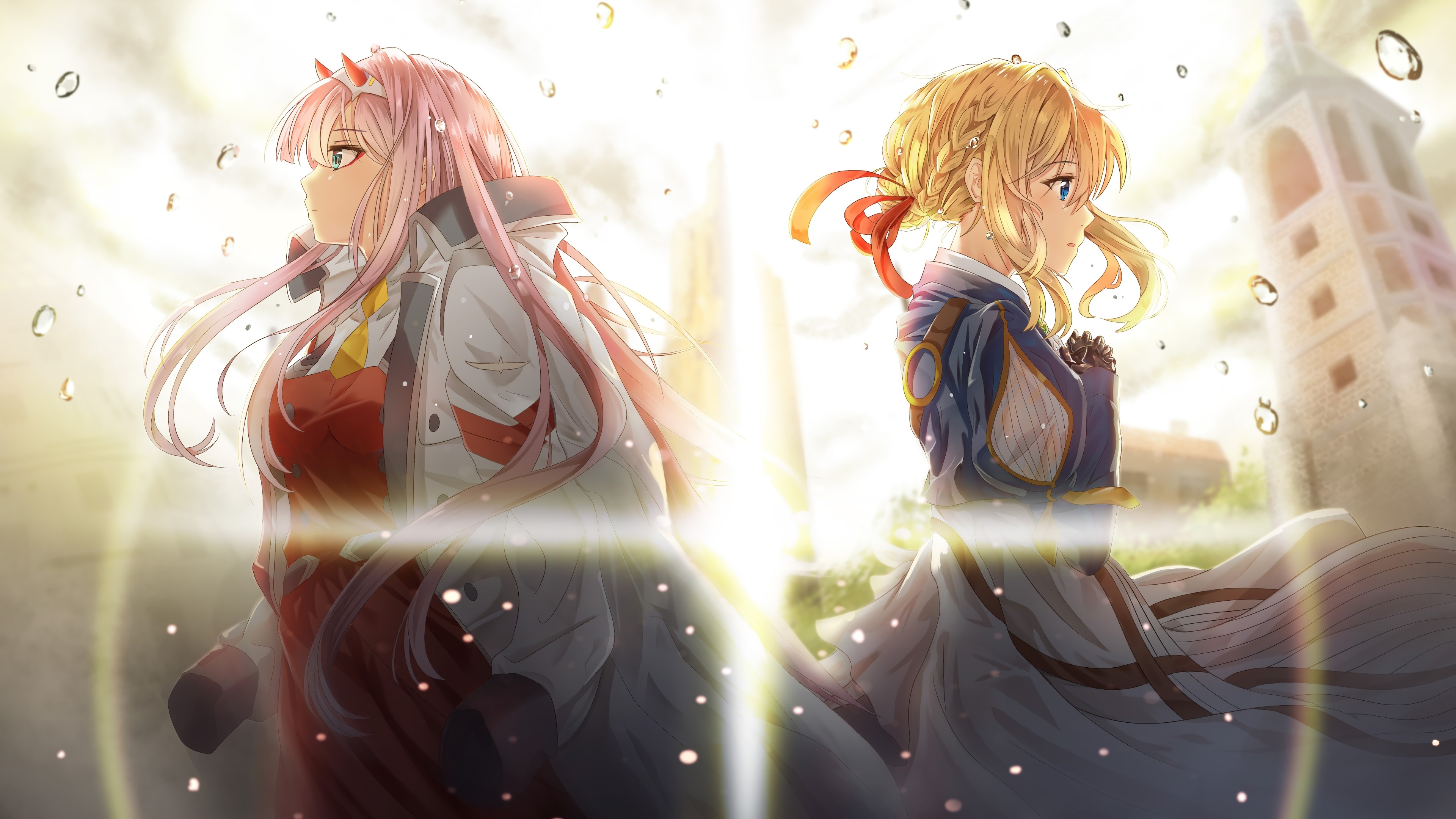 Blonde Crossover Darling In The Franxx Pink Hair Violet Evergarden Anime Violet Evergarden Character 3840x2160