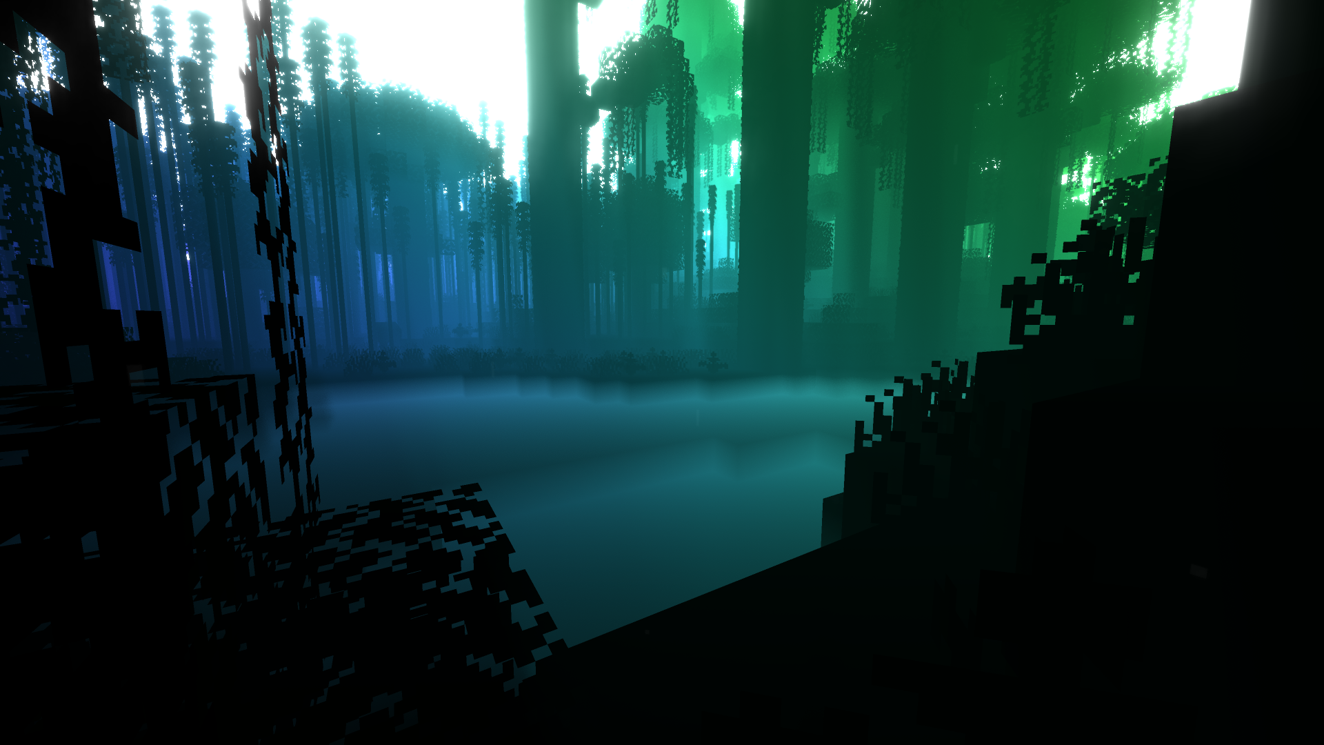 Minecraft Colorful Green Blue Purple Minecraft Nether Jungle Shaders 1920x1080