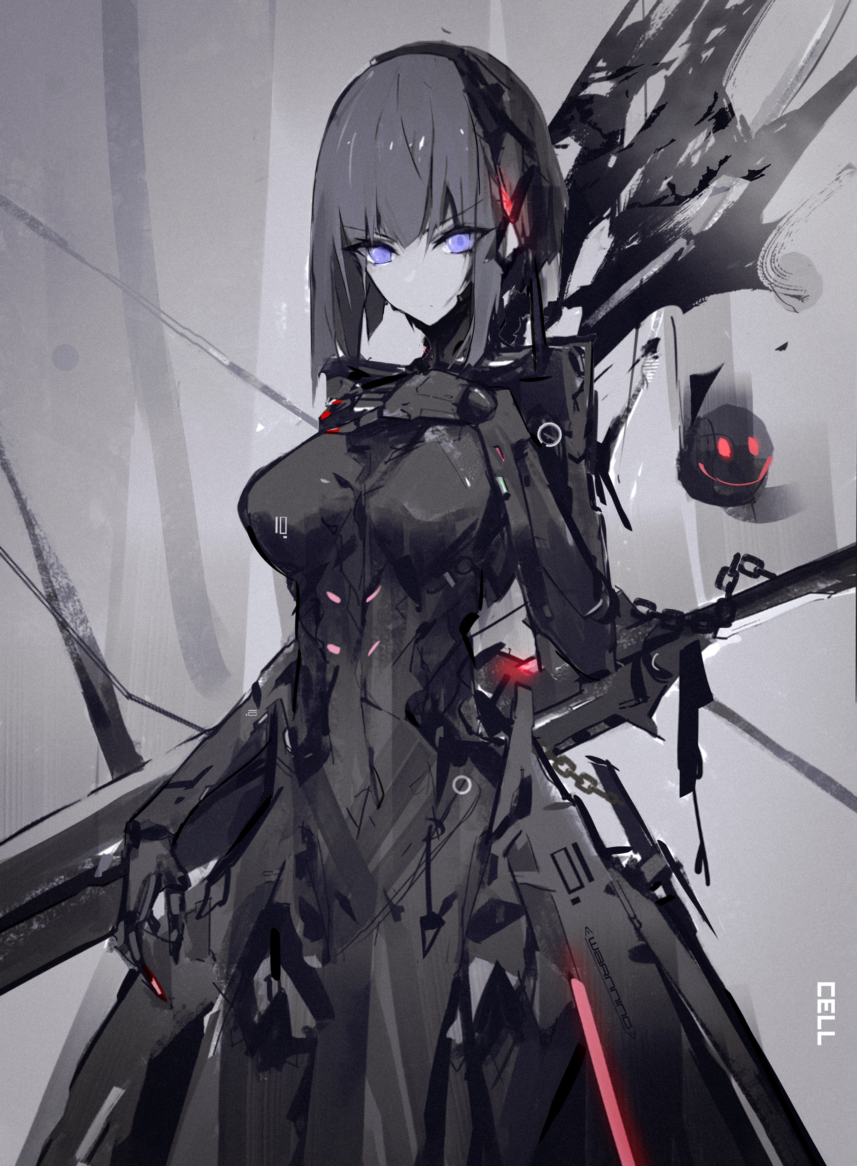 Cell Artist Portrait Display Anime Anime Girls Blame Cyborg Girl With Weapon Science Fiction 2861x3892