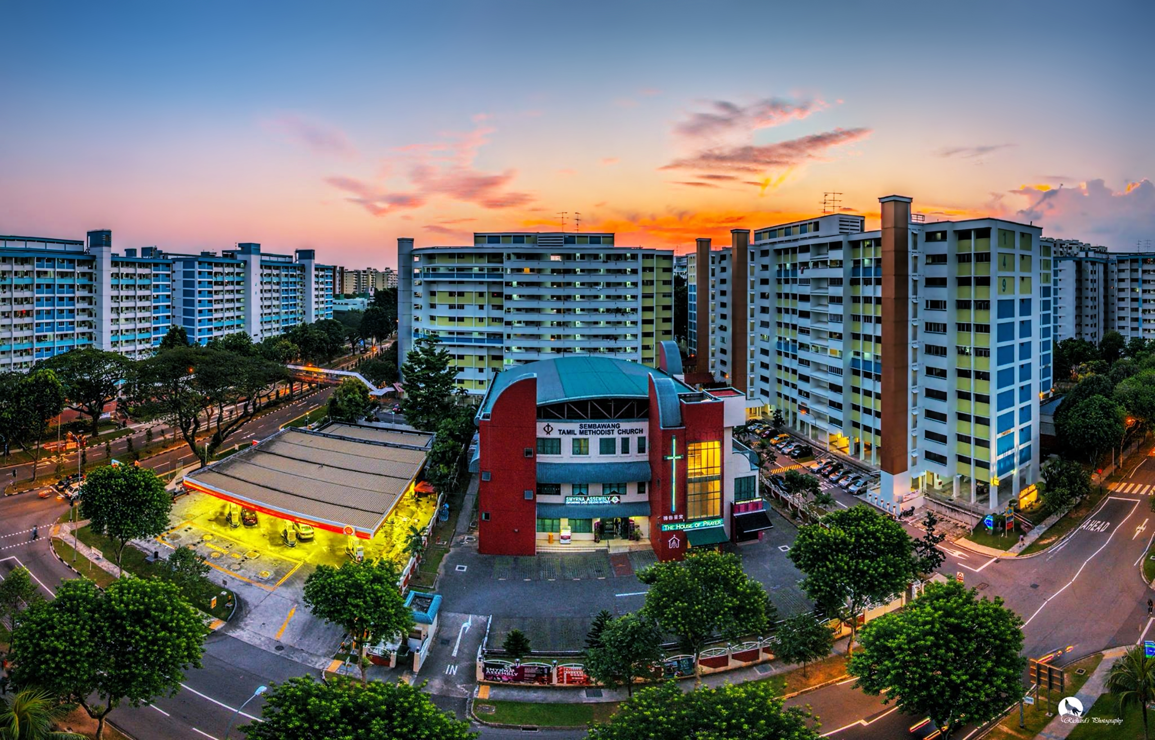 Building City Road Singapore Sky Sunset 3840x2460