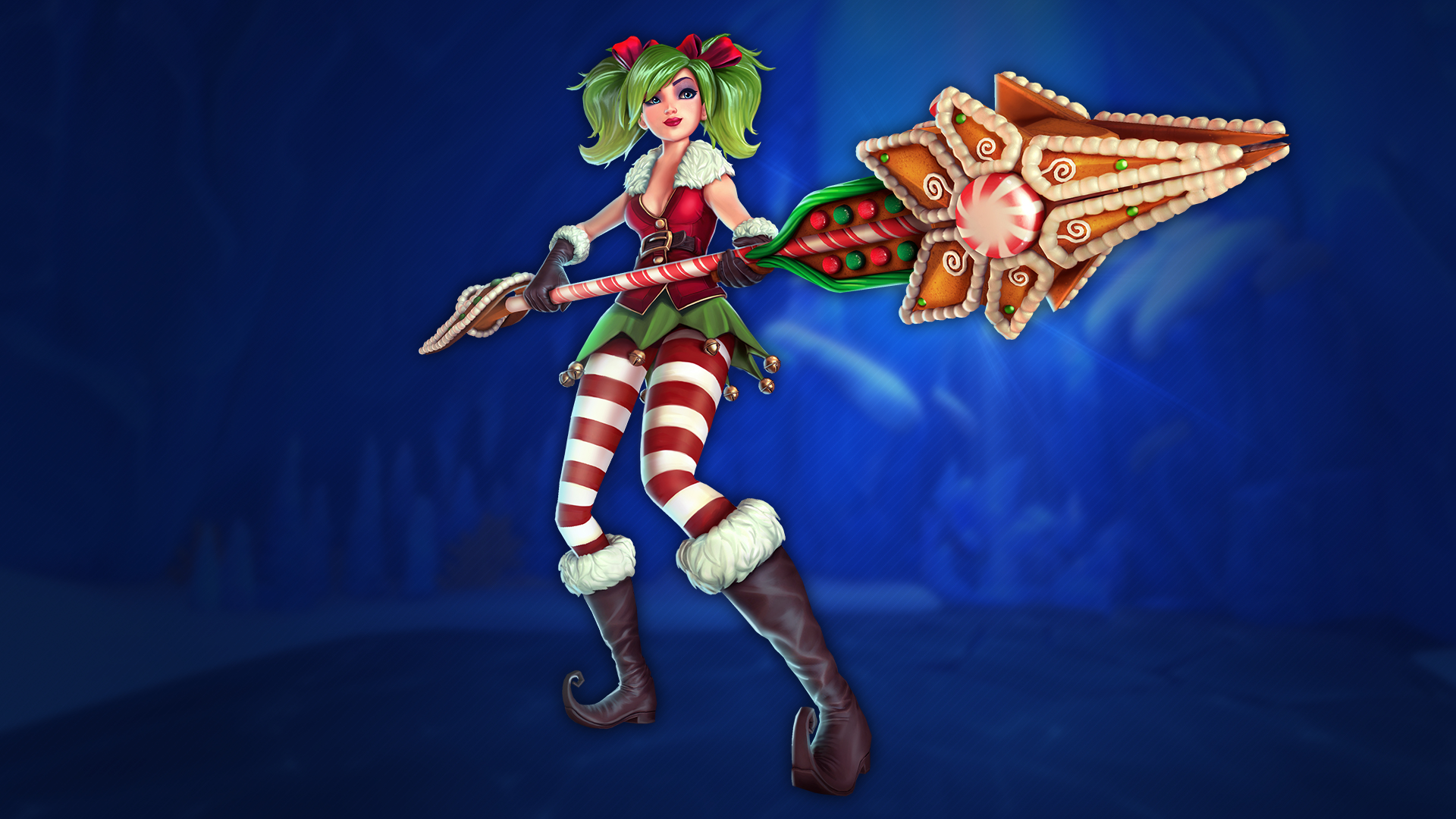 Boots Evie Paladins Girl Glove Green Hair Paladins Video Game Pantyhose Skirt Smile Spear Twintails  1920x1080