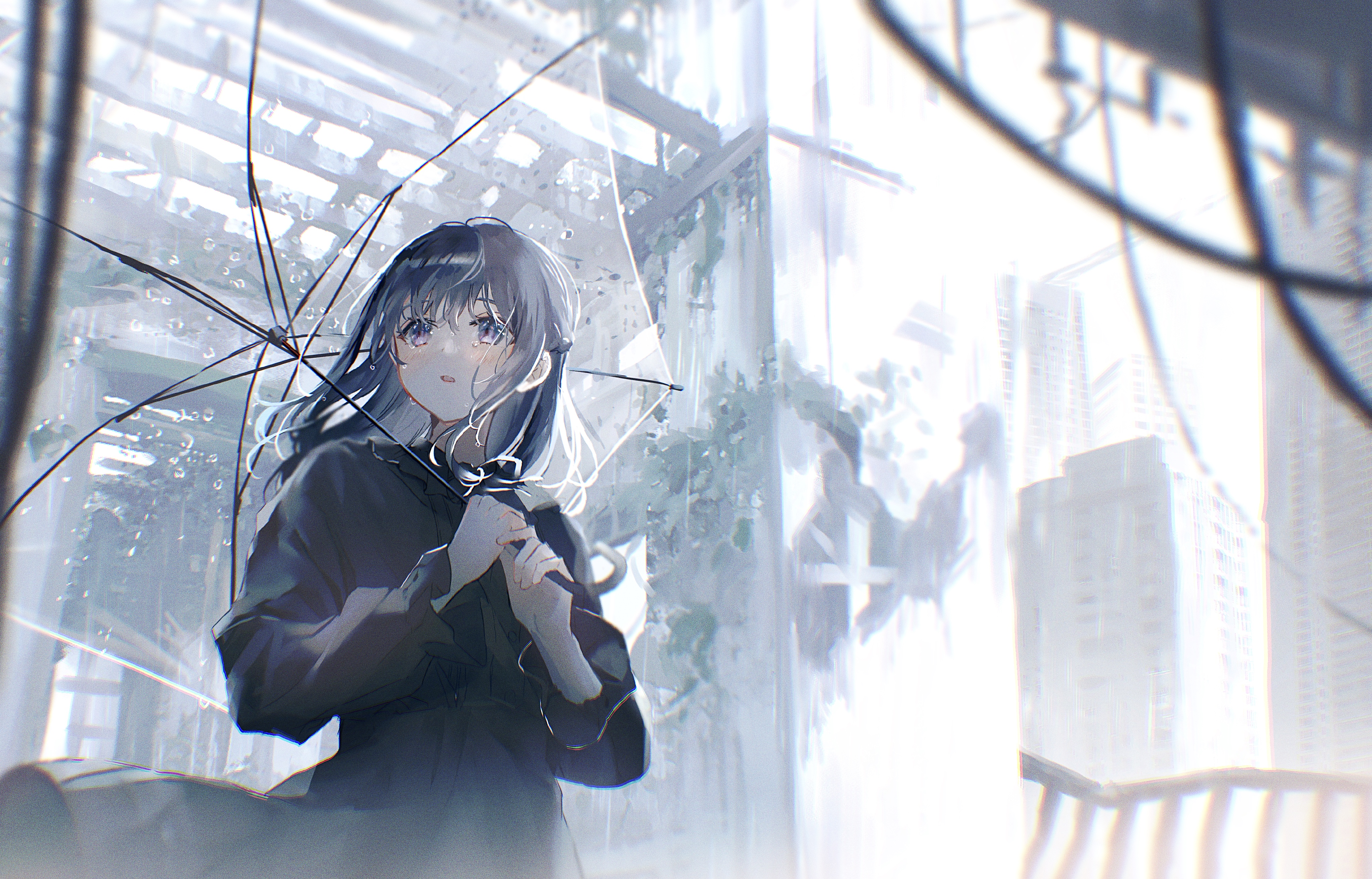 Anime Anime Girls Oyuyu Umbrella Rain Dress 4096x2626