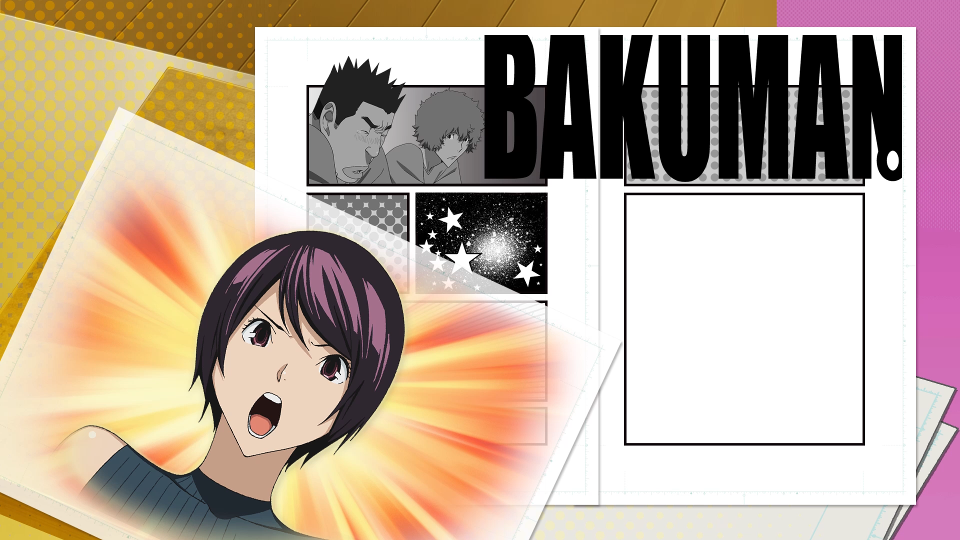 Bakuman Anime Purple Hair Open Mouth 1920x1080